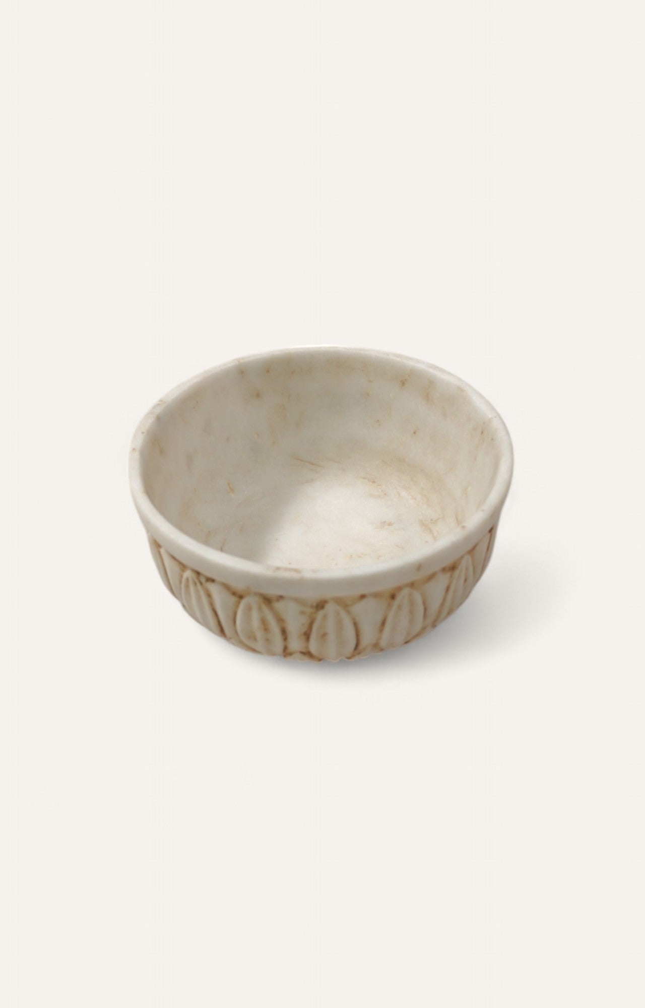 Leaf Motif Low Marble Serving Bowl