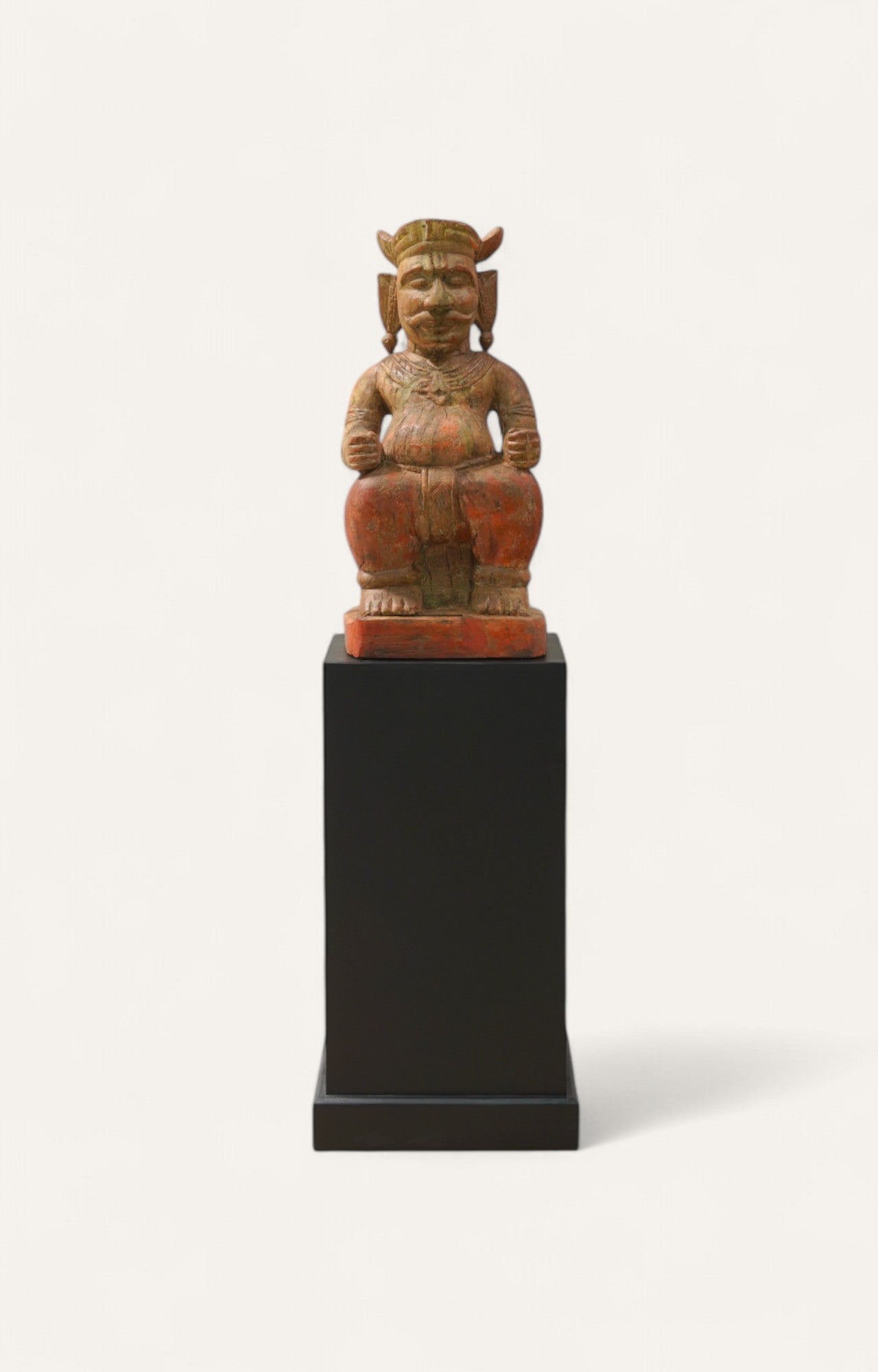 Vintage Folk Guardian Figure on Pedestal