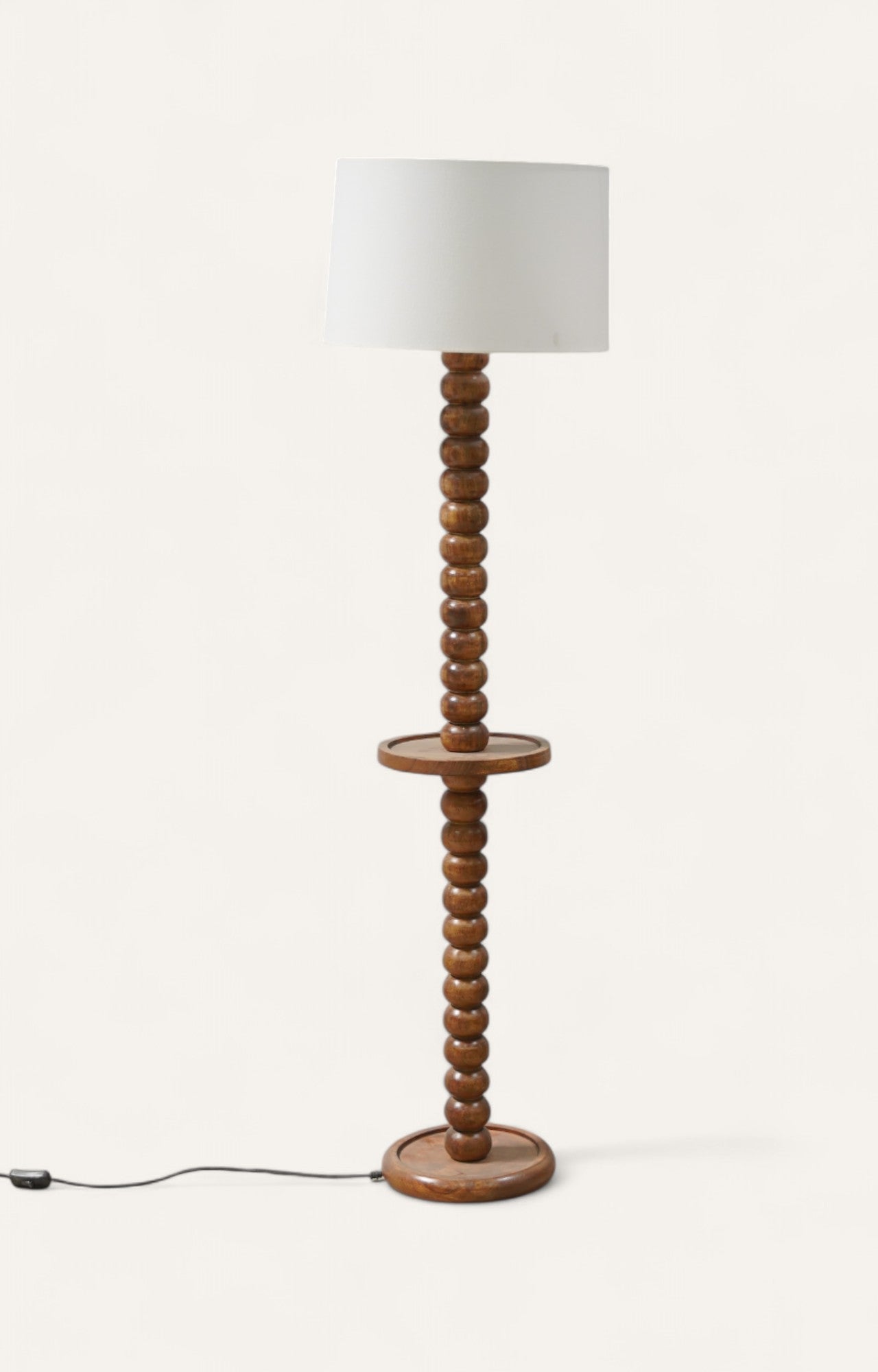 Walnut Tiered Shelf Floor Lamp