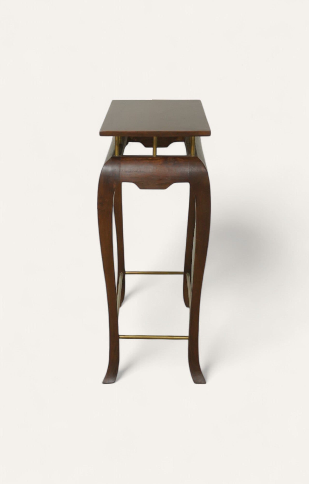 Sculptural Brown Acacia Wood Console Table