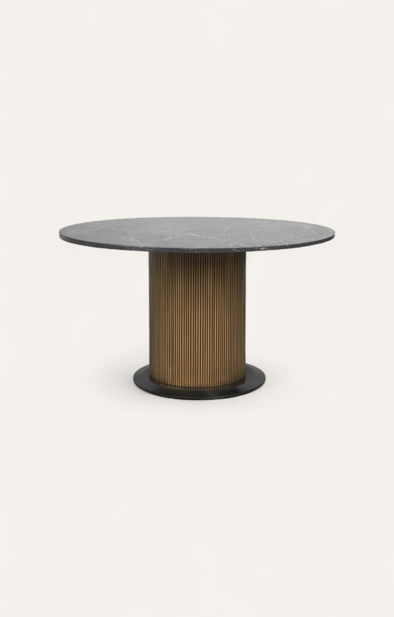 Round Dining Table in Brass with Marble Top