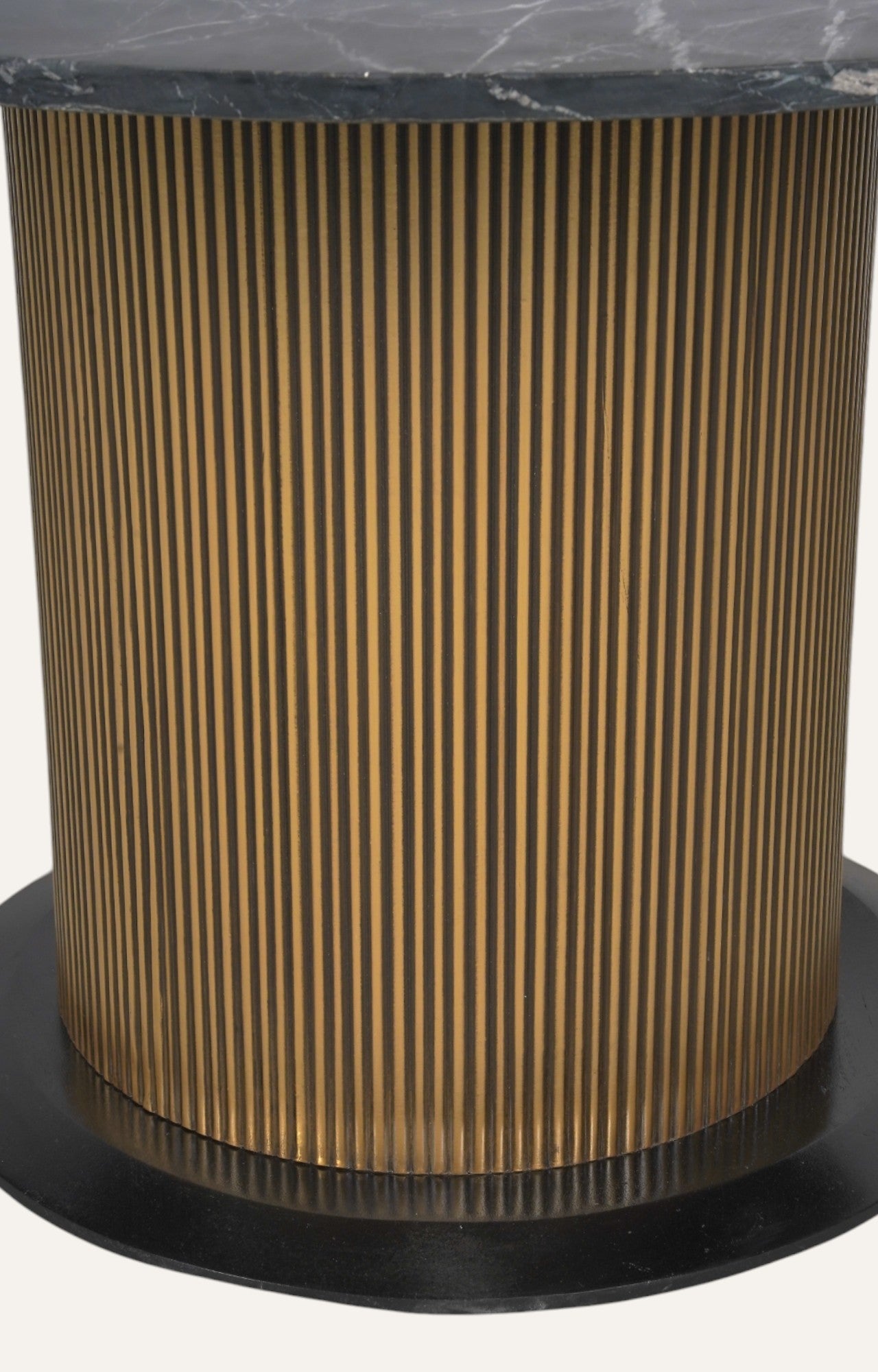 Round Dining Table in Brass with Marble Top