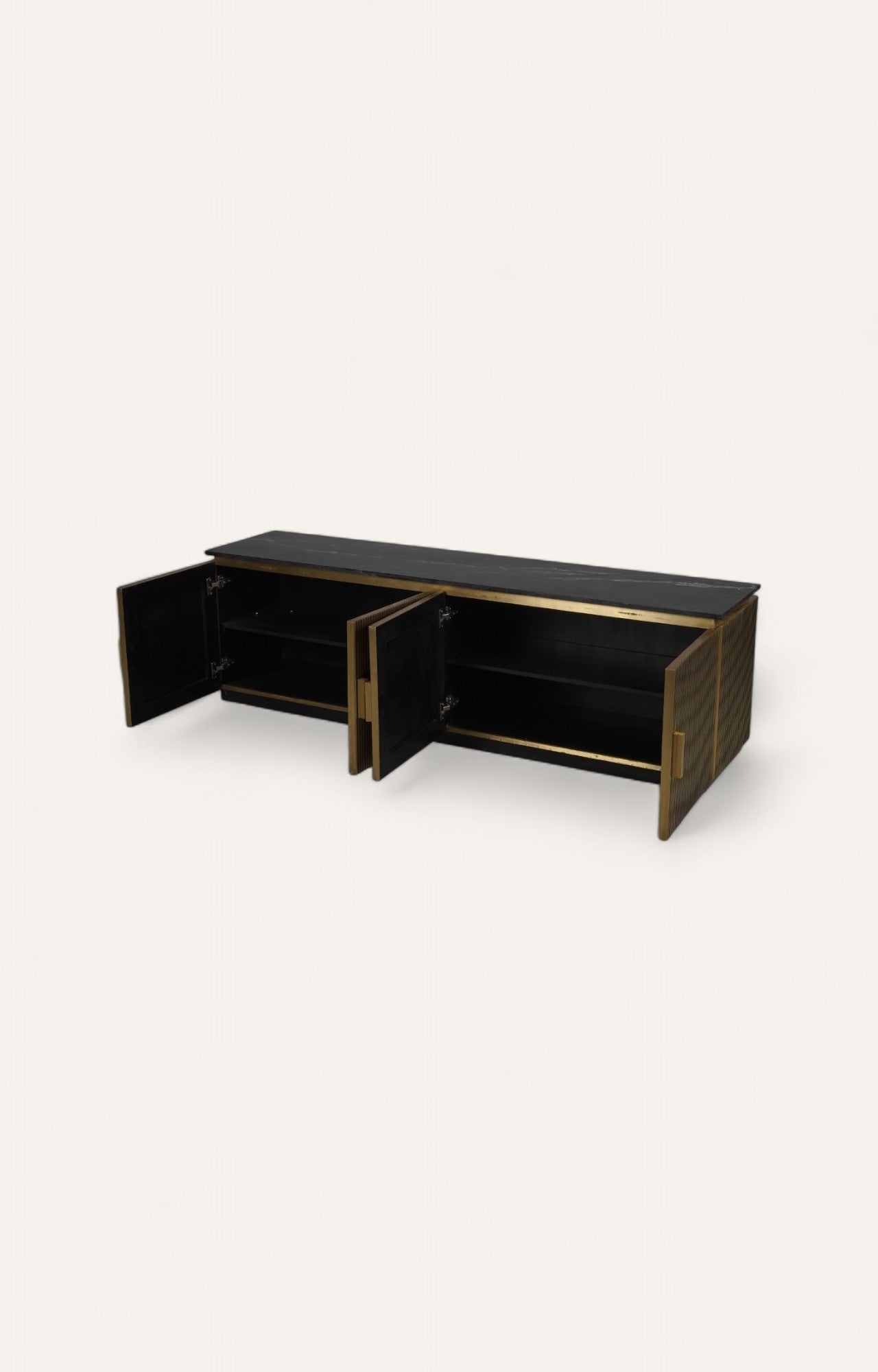 Brass TV Dresser with Marble Top