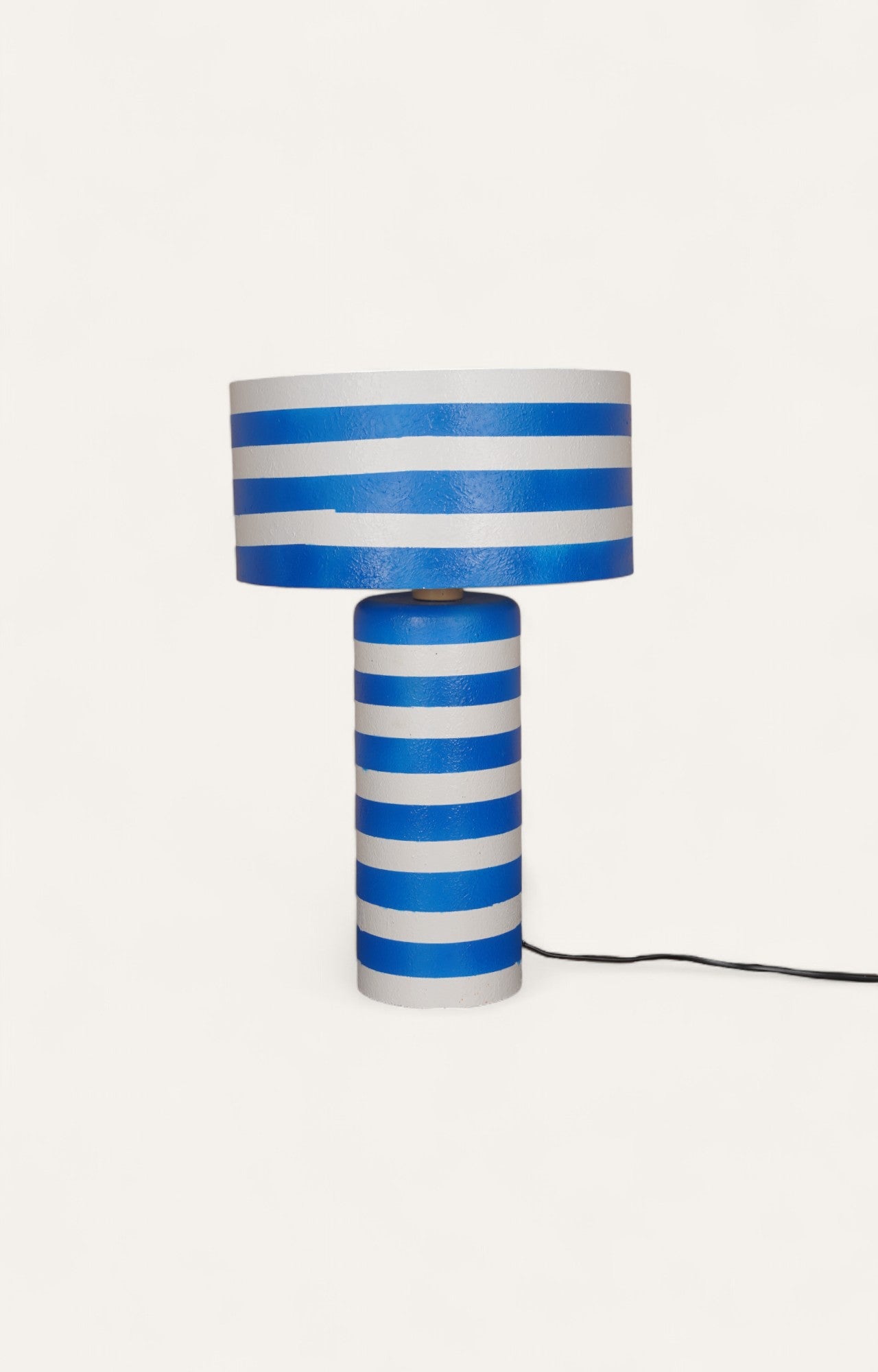 Coastal Blue & White Striped Plaster Table Lamp
