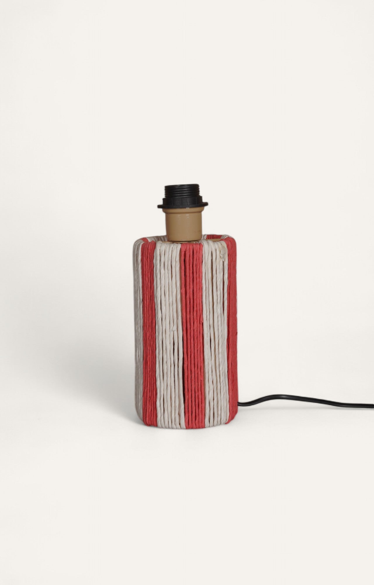 Vibrant Red & White Striped Raffia Table Lamp