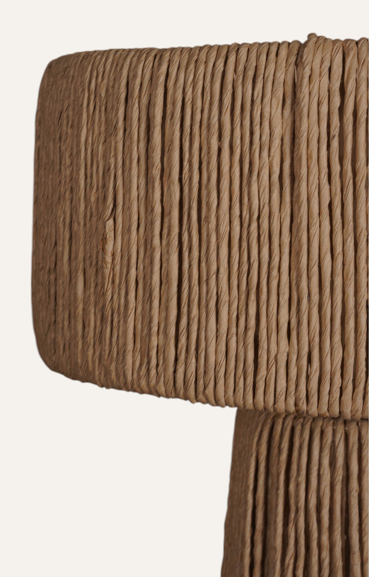Cylindrical Brown Raffia Drum Table Lamp