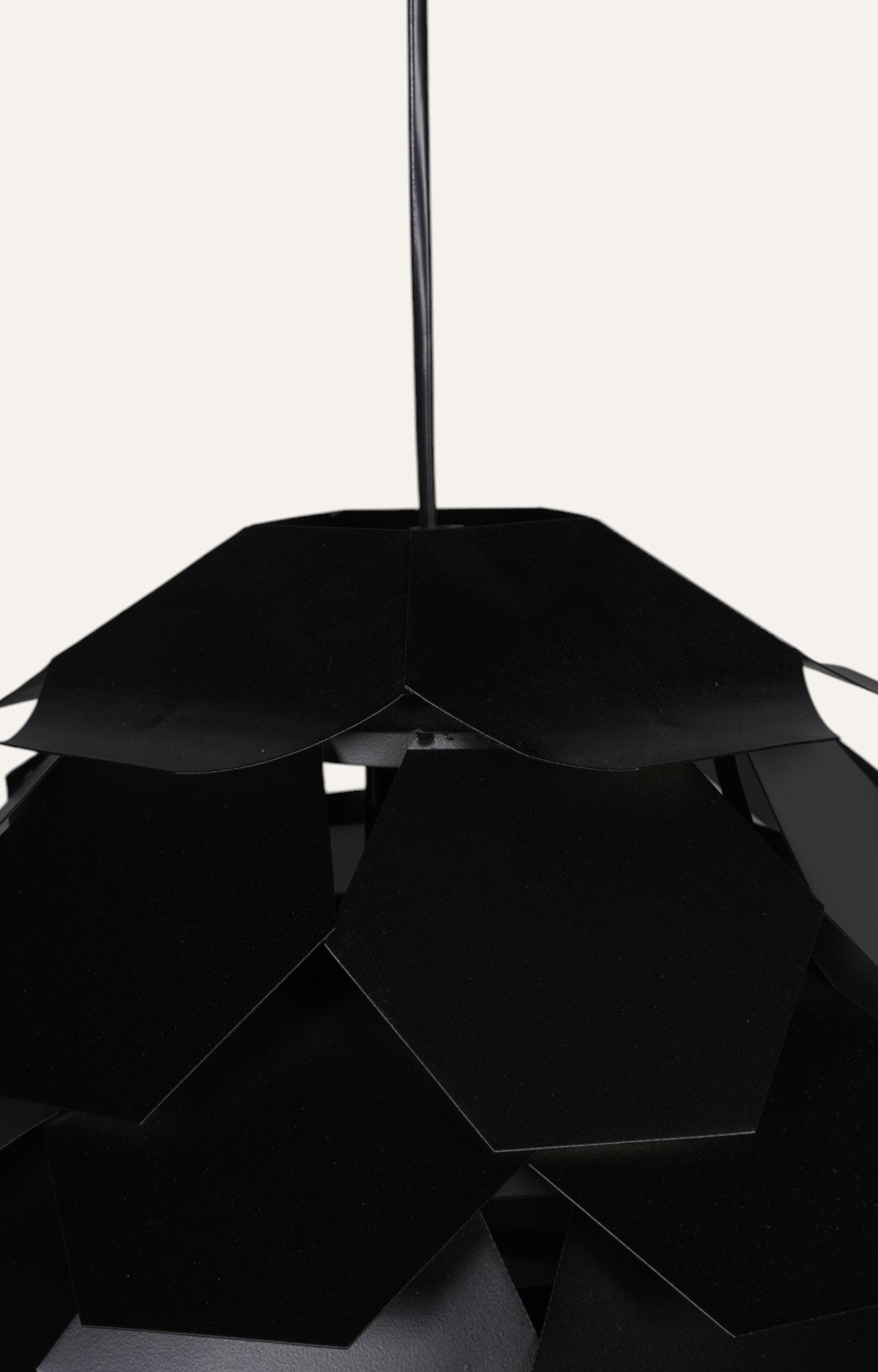 Sculptural Black Metal Artichoke Pendant Light