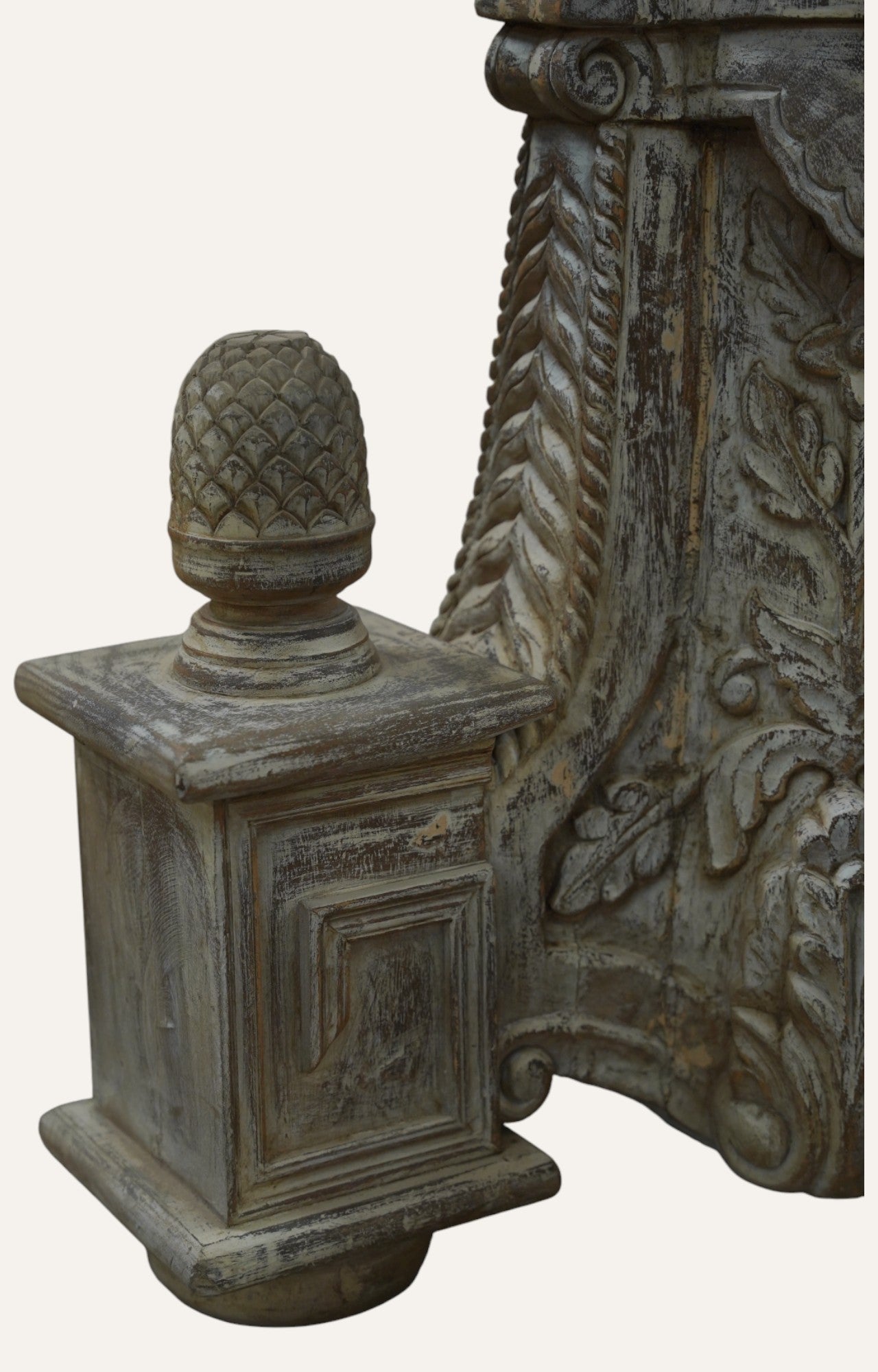 Antiqued Candle Stand with Fluted Column
