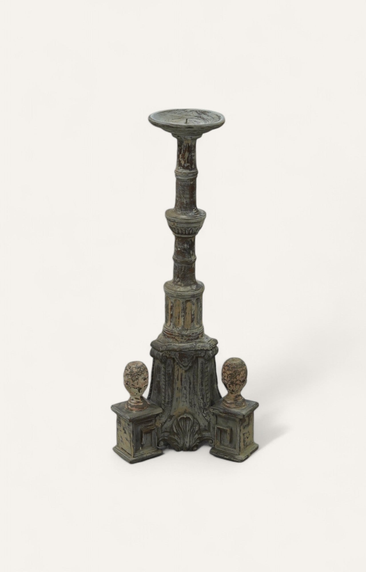Tall Architectural Candle Stand with Finial Motifs