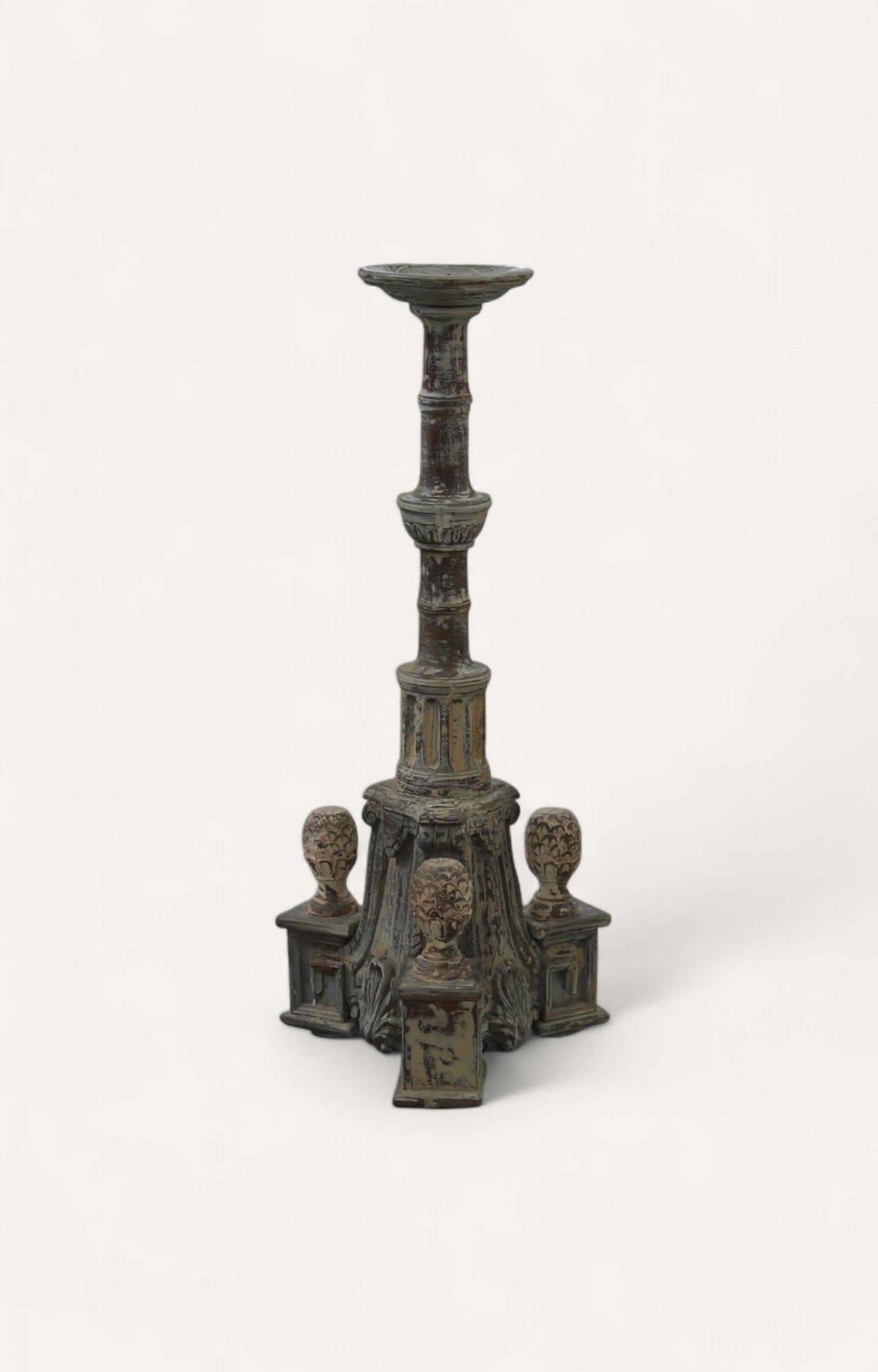 Tall Architectural Candle Stand with Finial Motifs