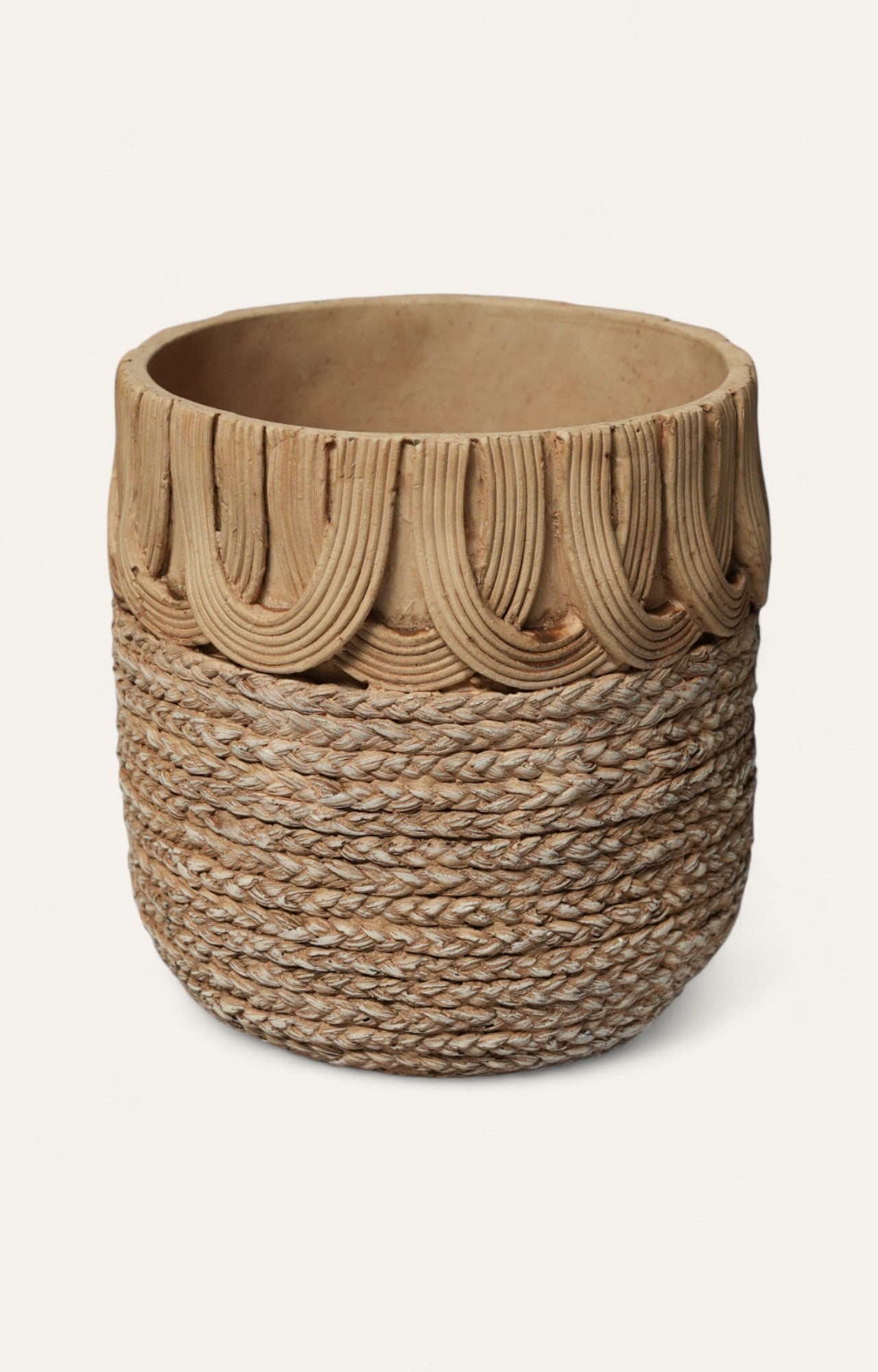 Handcard Woven Texture Planter Set Of - 2