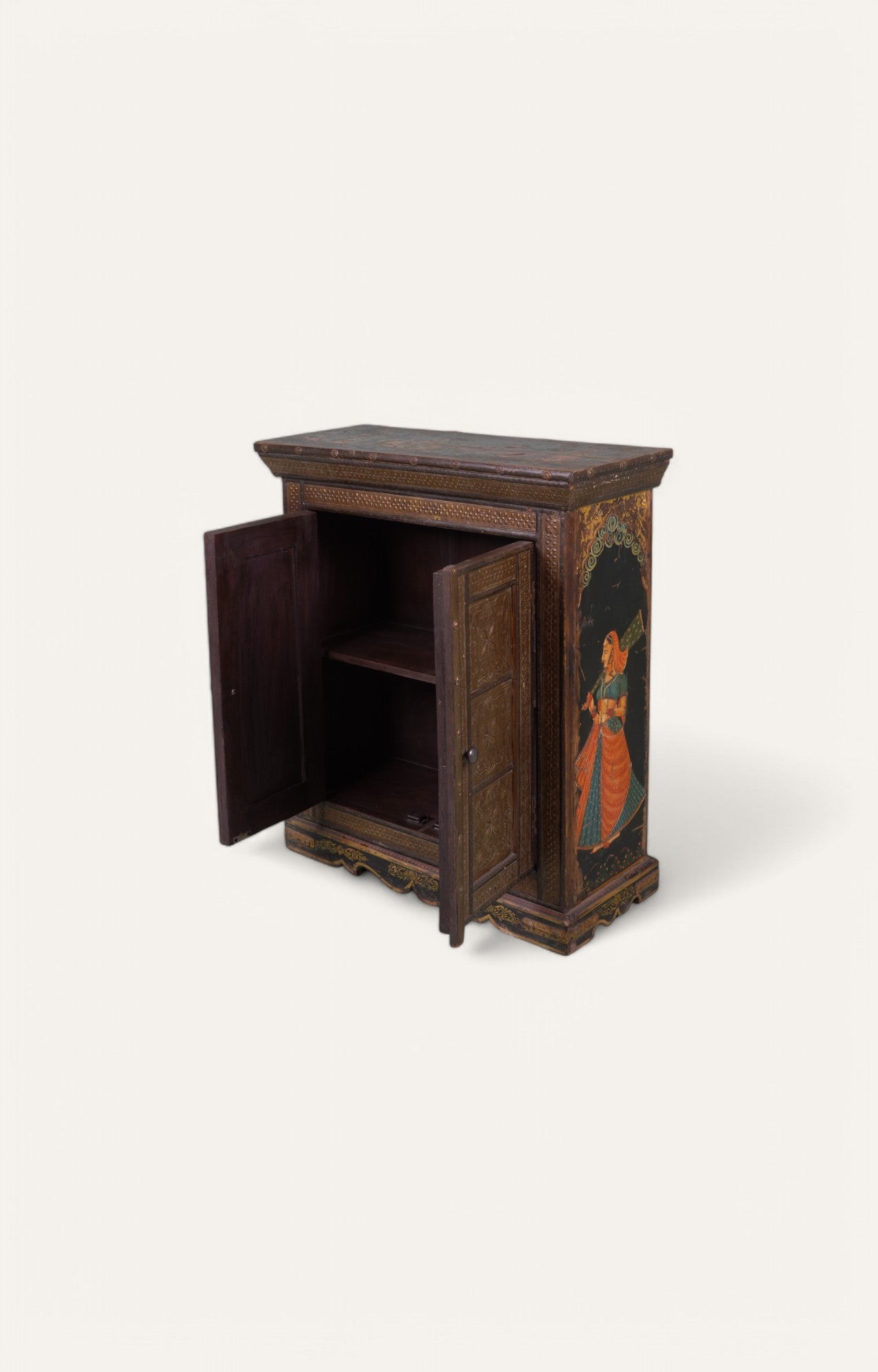 Indian Hand Painted Wooden Cabinet