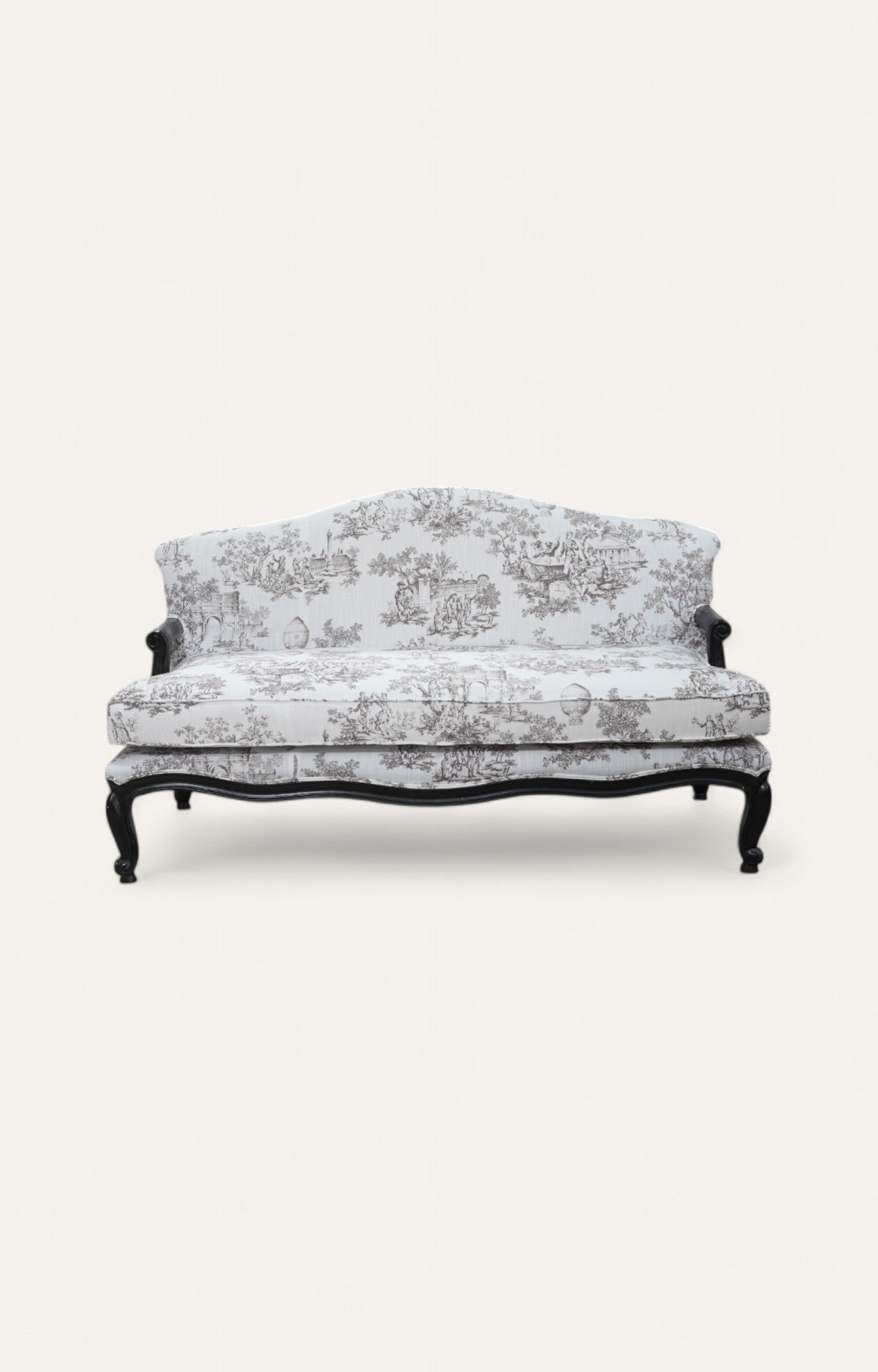 Toile-Print Black Frame Settee