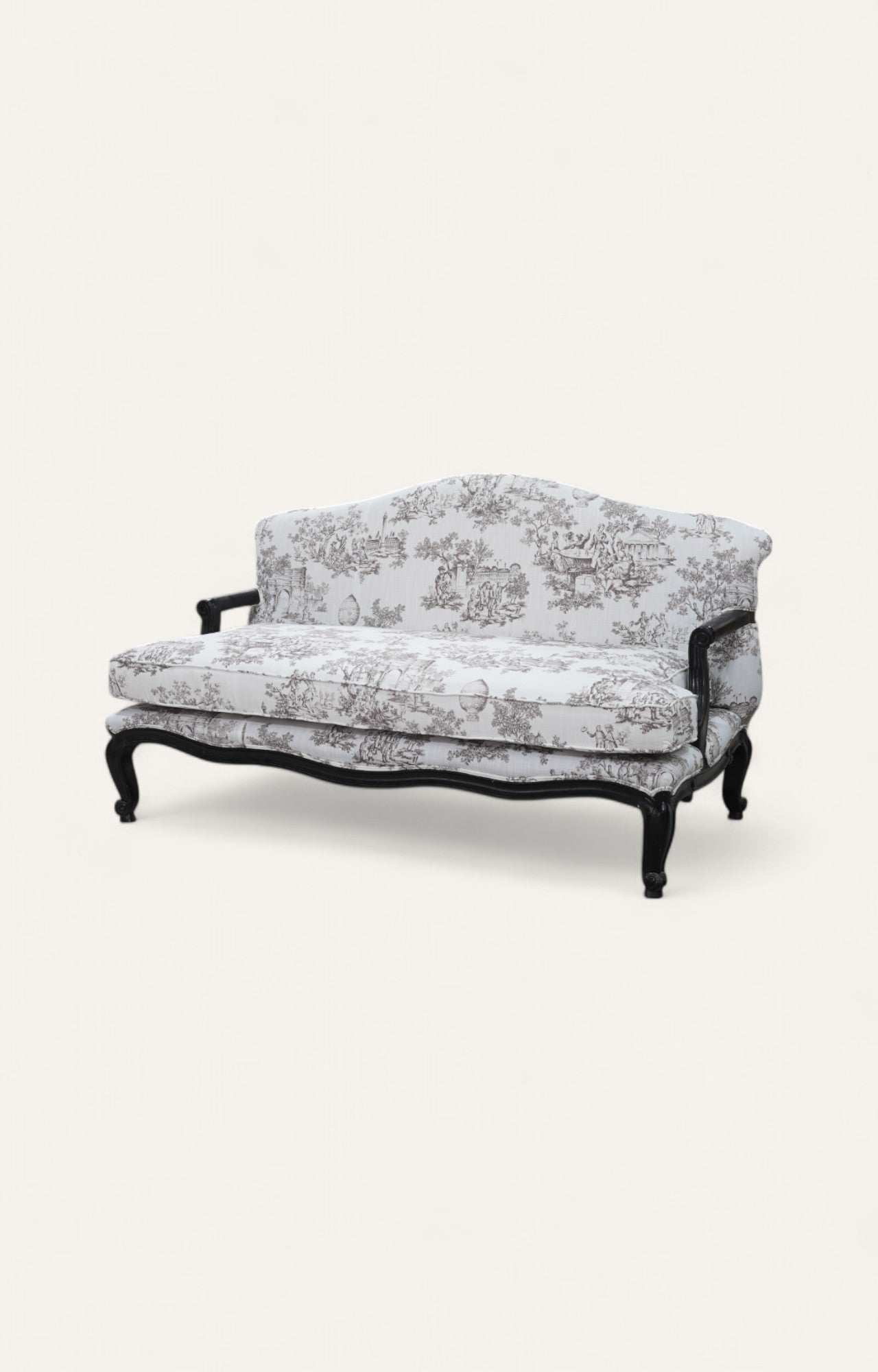 Toile-Print Black Frame Settee