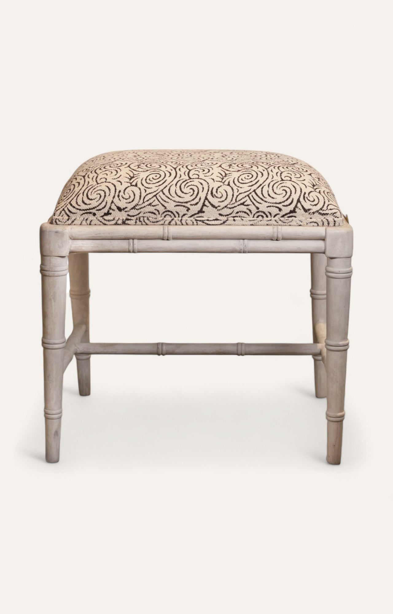 Upholstered Bamboo Stool