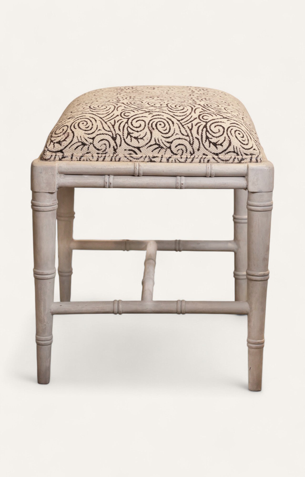 Upholstered Bamboo Stool