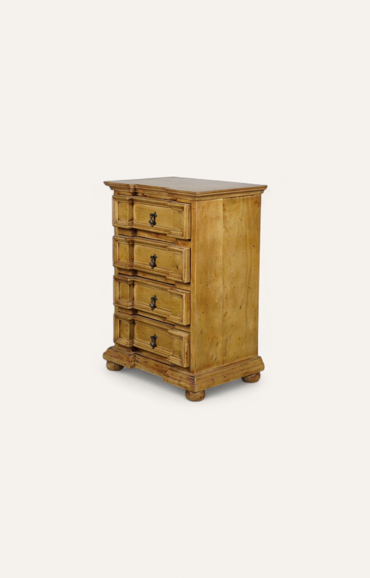 Vasco Vintage Wooden Bedside table with Natural Finish with 4 Drawers