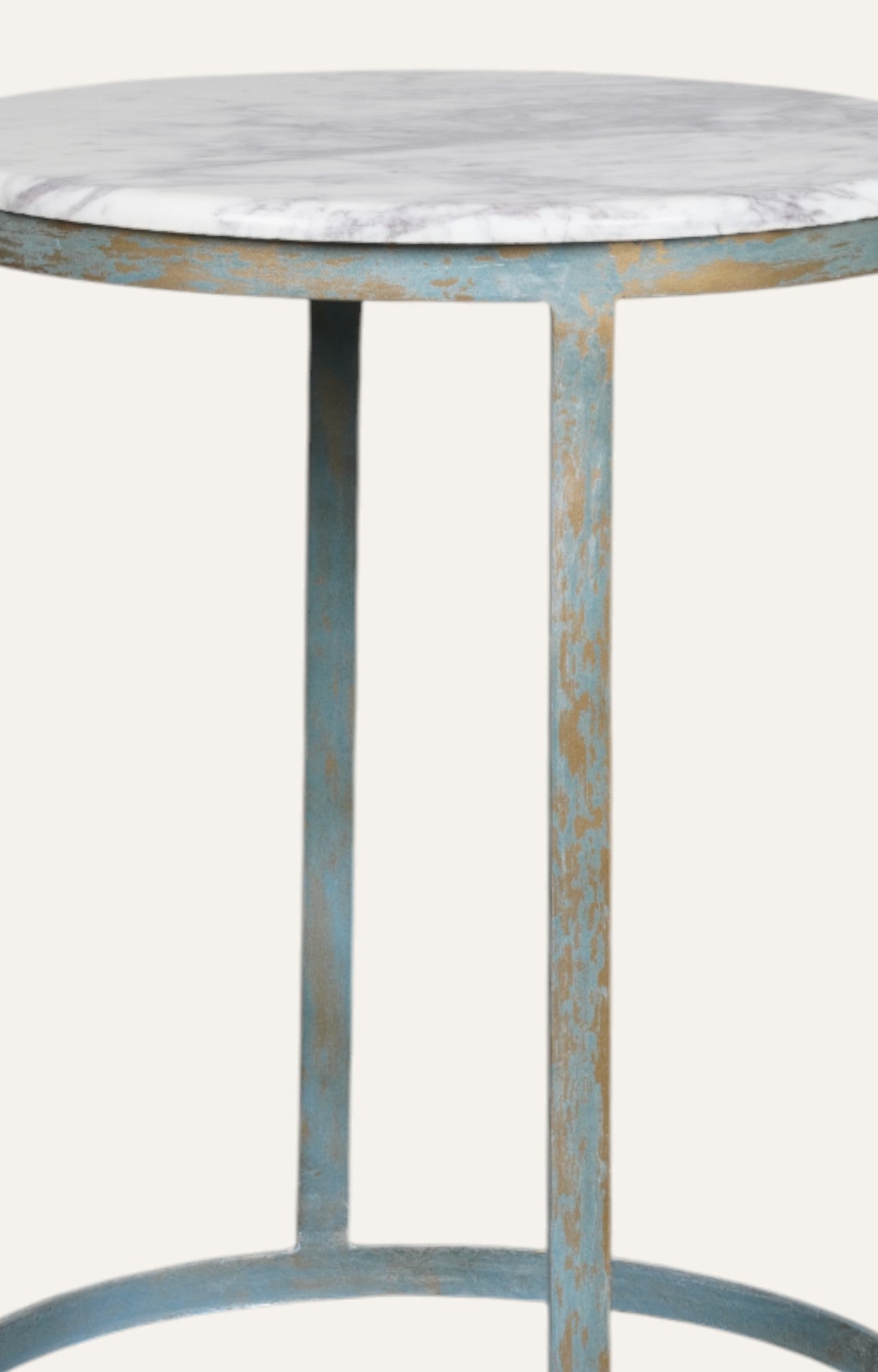 Round Metal Frame Side Table with Stone Top