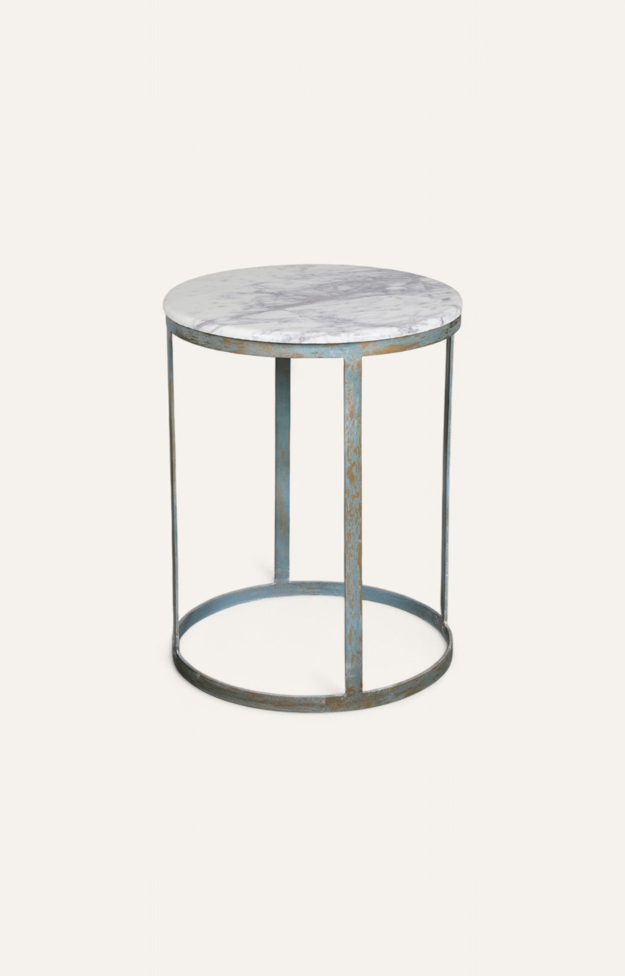 Round Metal Frame Side Table with Stone Top