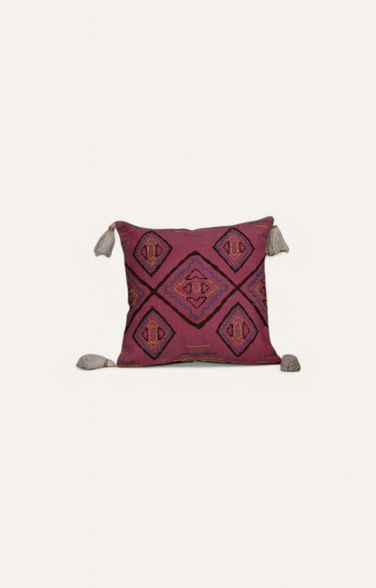 Bohemian Embroidered Cushion with Tassels