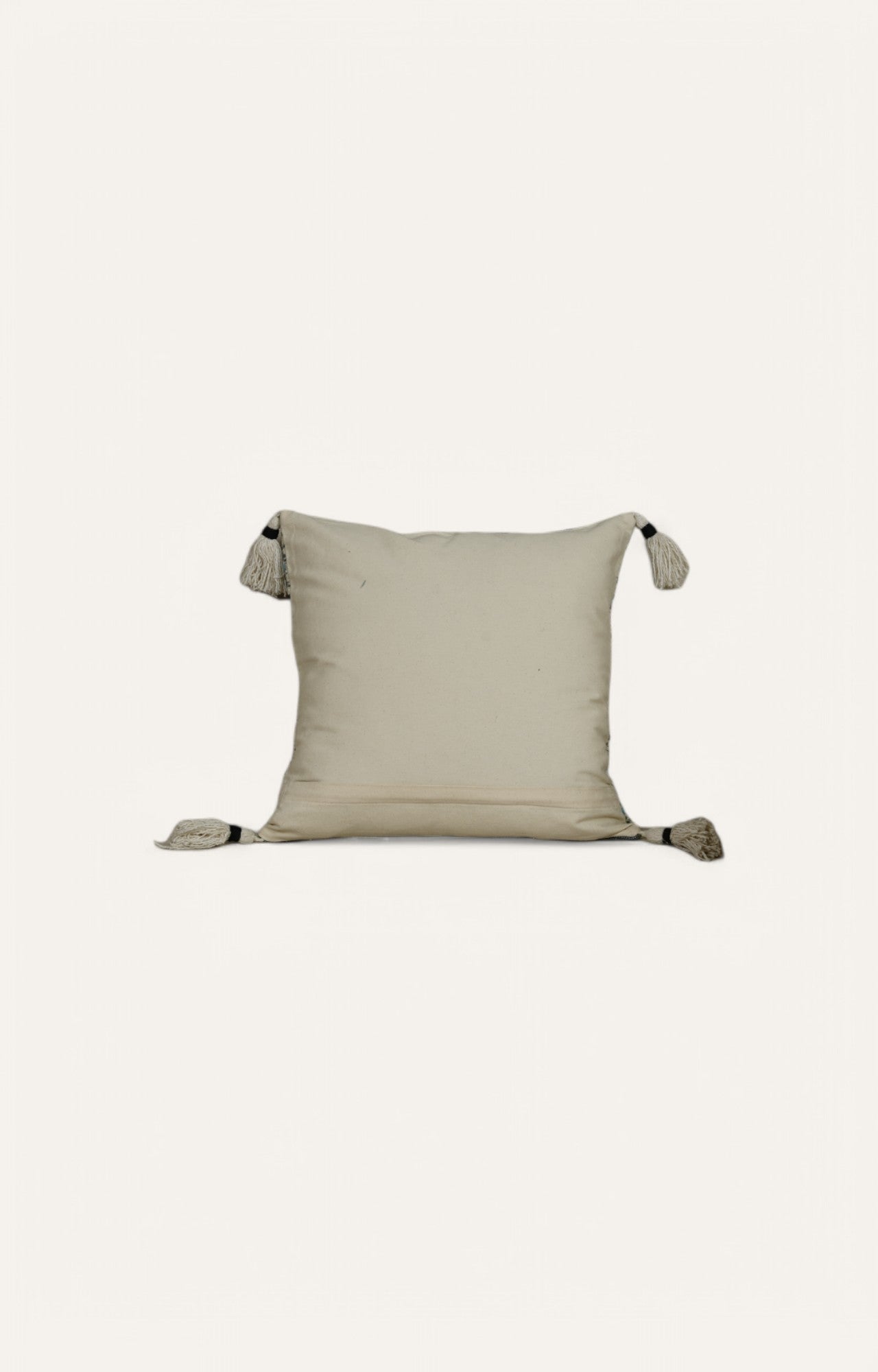 Textured Boho Cushion with Embroidered Accents