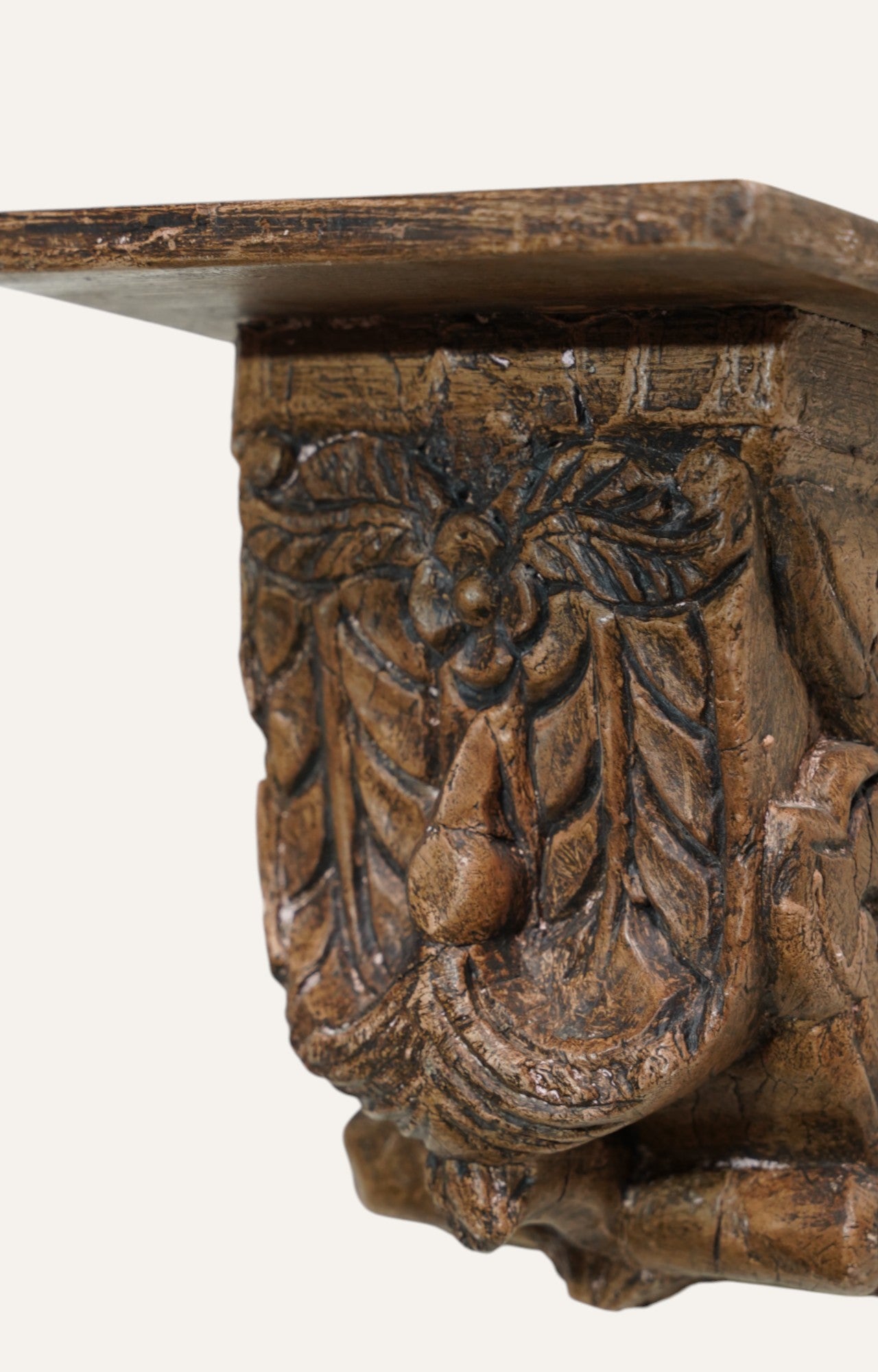 Vintage Wooden Floral Hand Carved  Wall Brackets