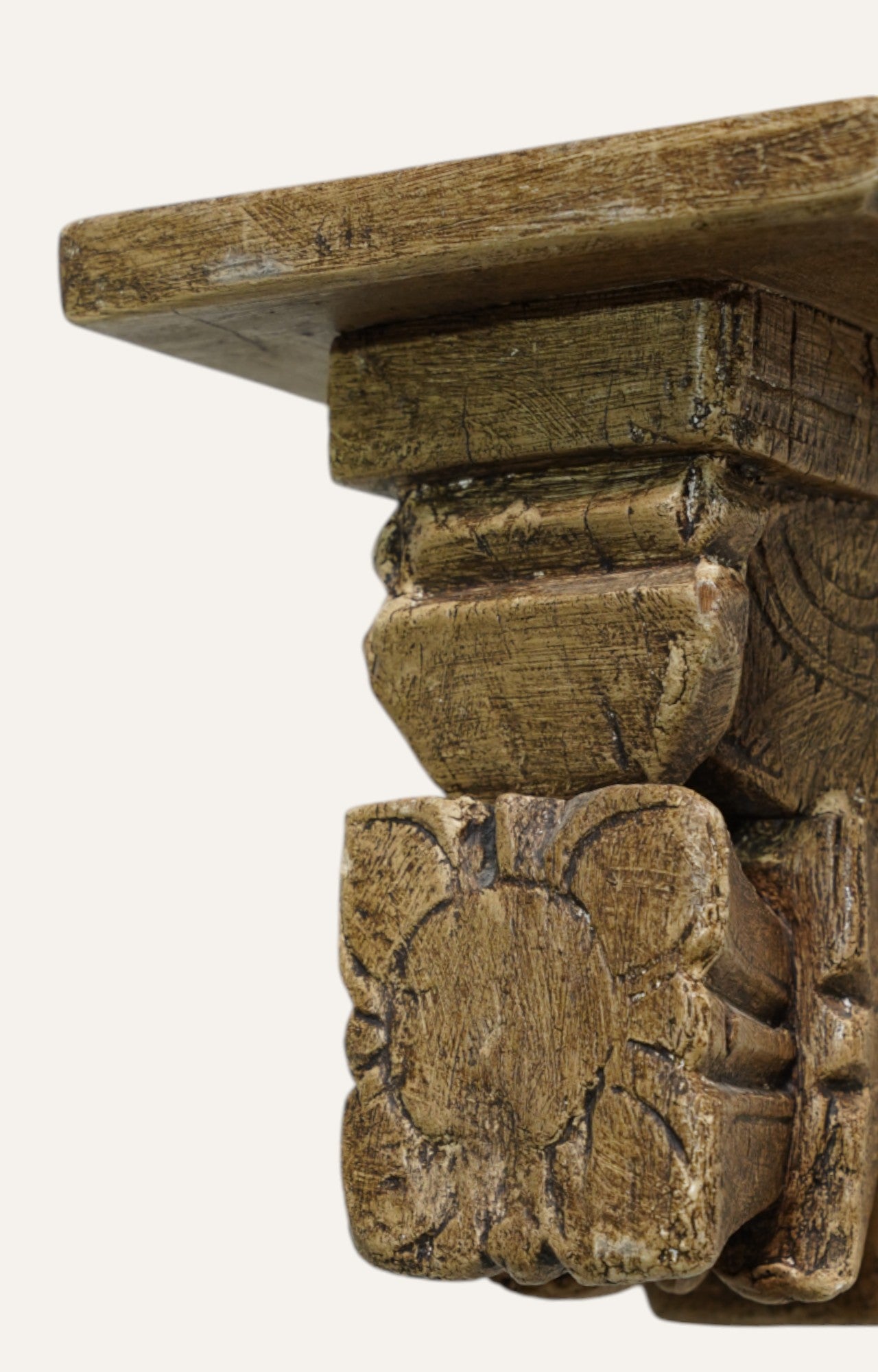 Vintage Wooden Carved Floral Wall Brackets
