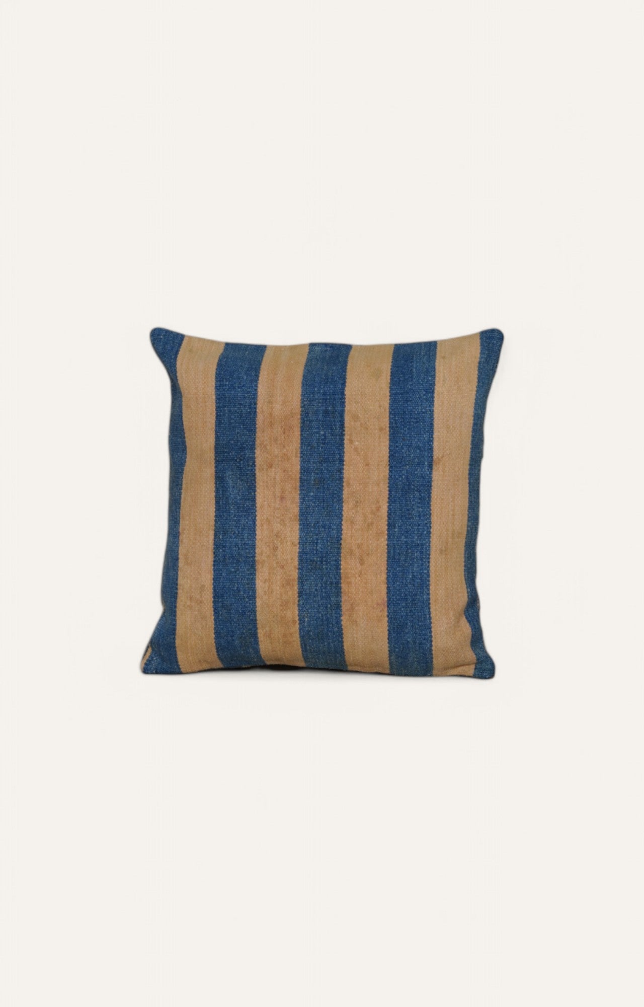 Yellow and Blue Striped Printed Cushion