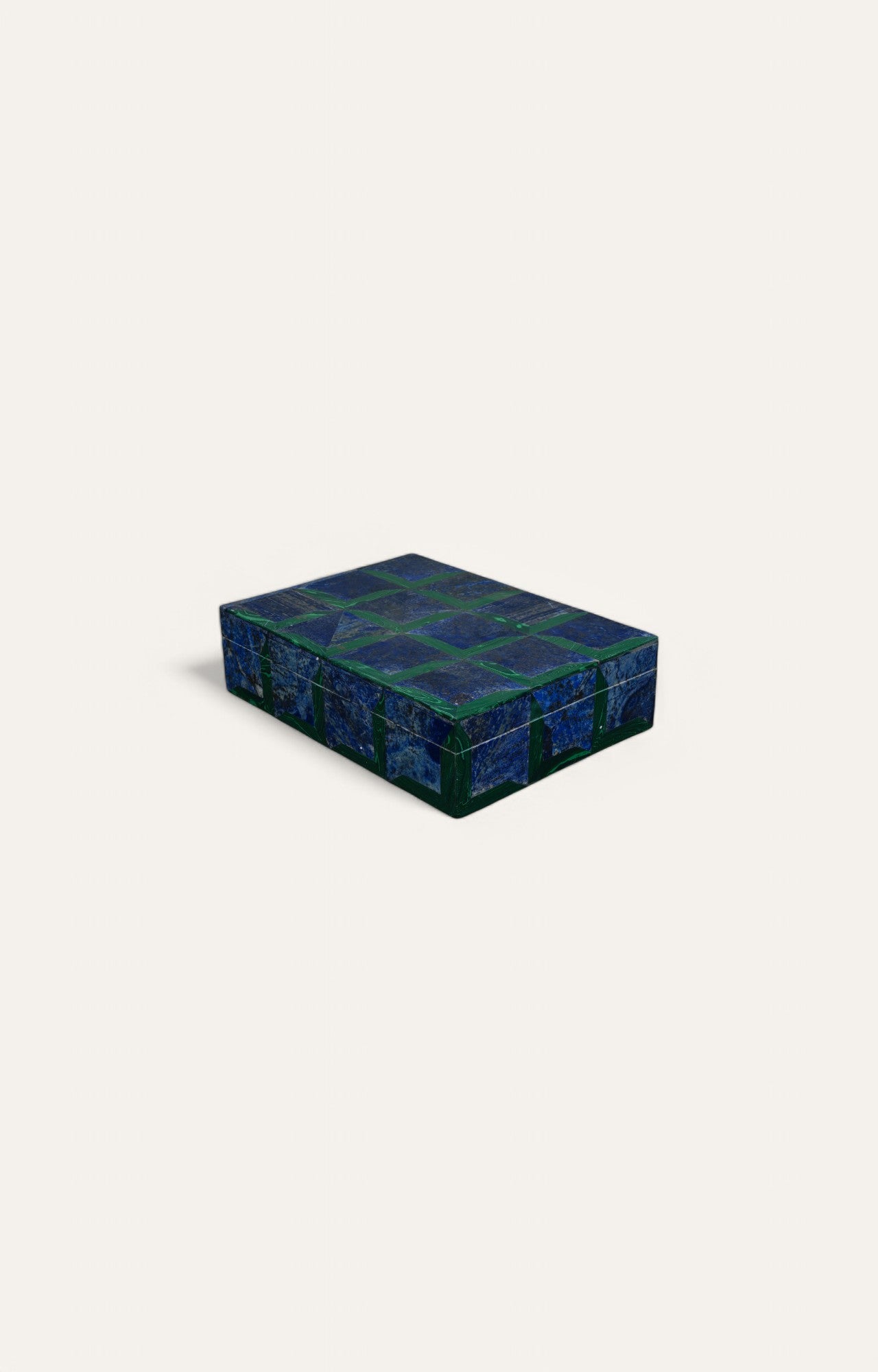Lapis Lazuli and Green Jade Stone Inlay Antique Jewelry Box