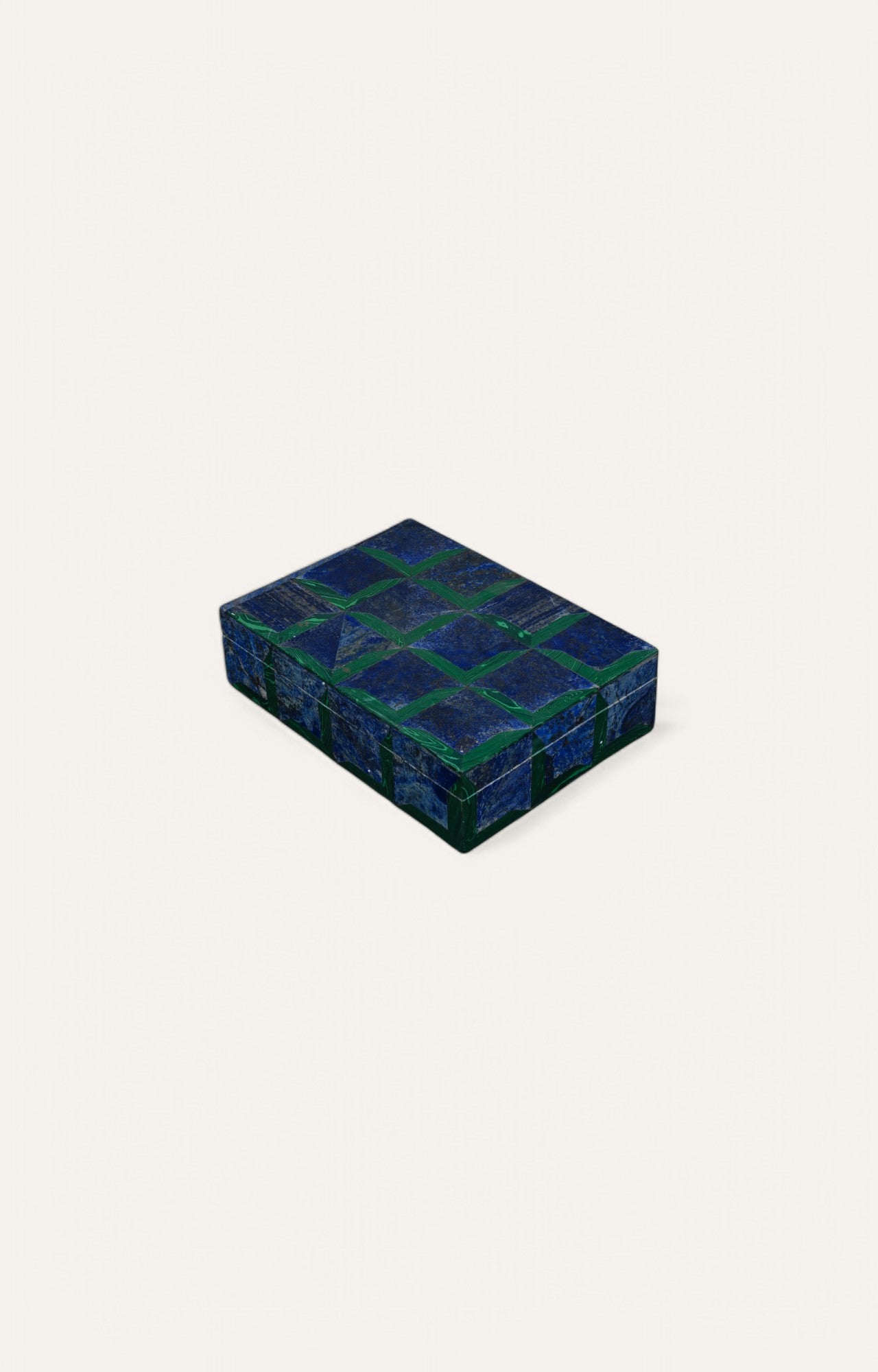 Lapis Lazuli and Green Jade Stone Inlay Antique Jewelry Box