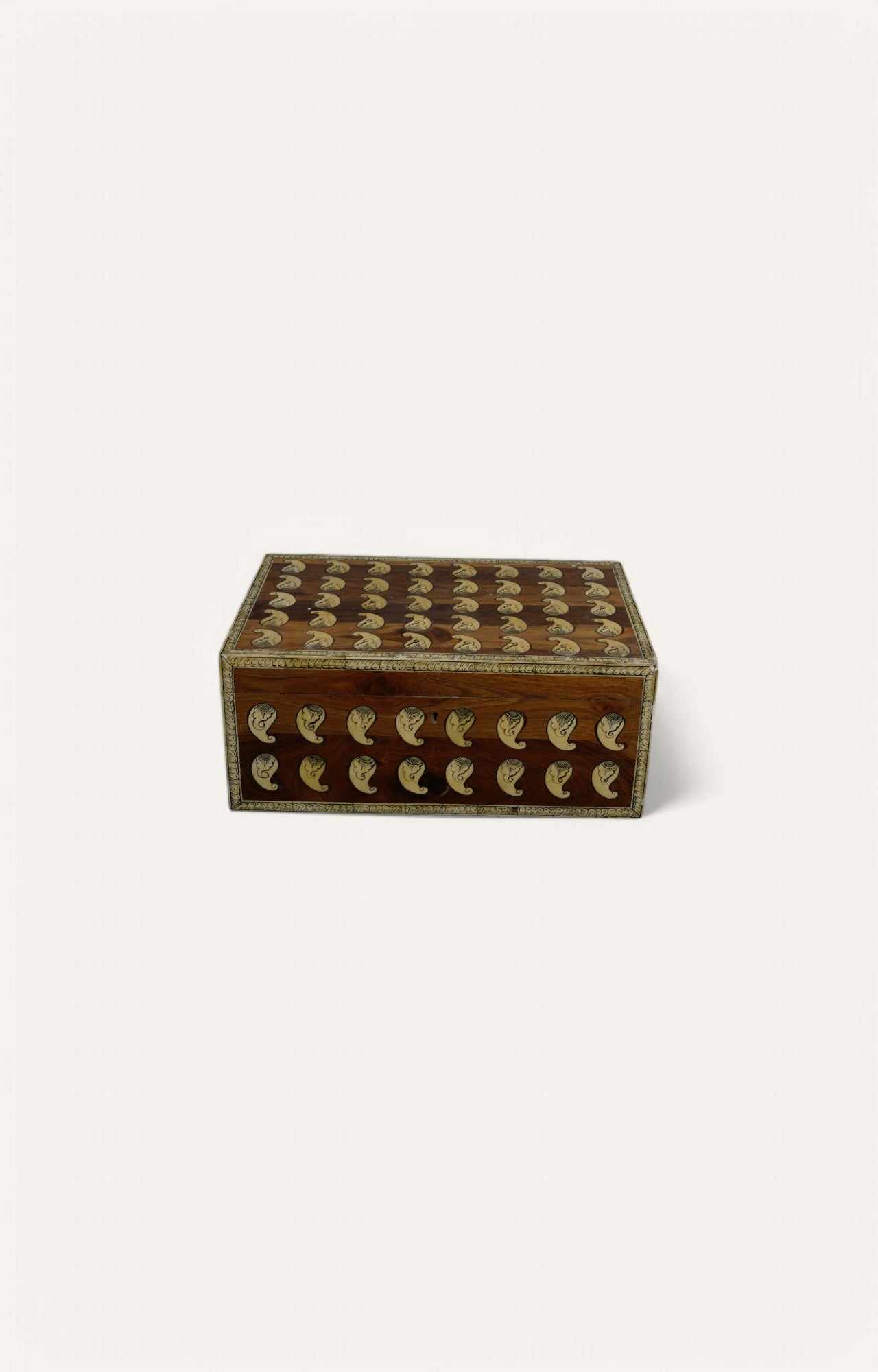 Paisley Wood Bone Inlay Antique Jewelry Box