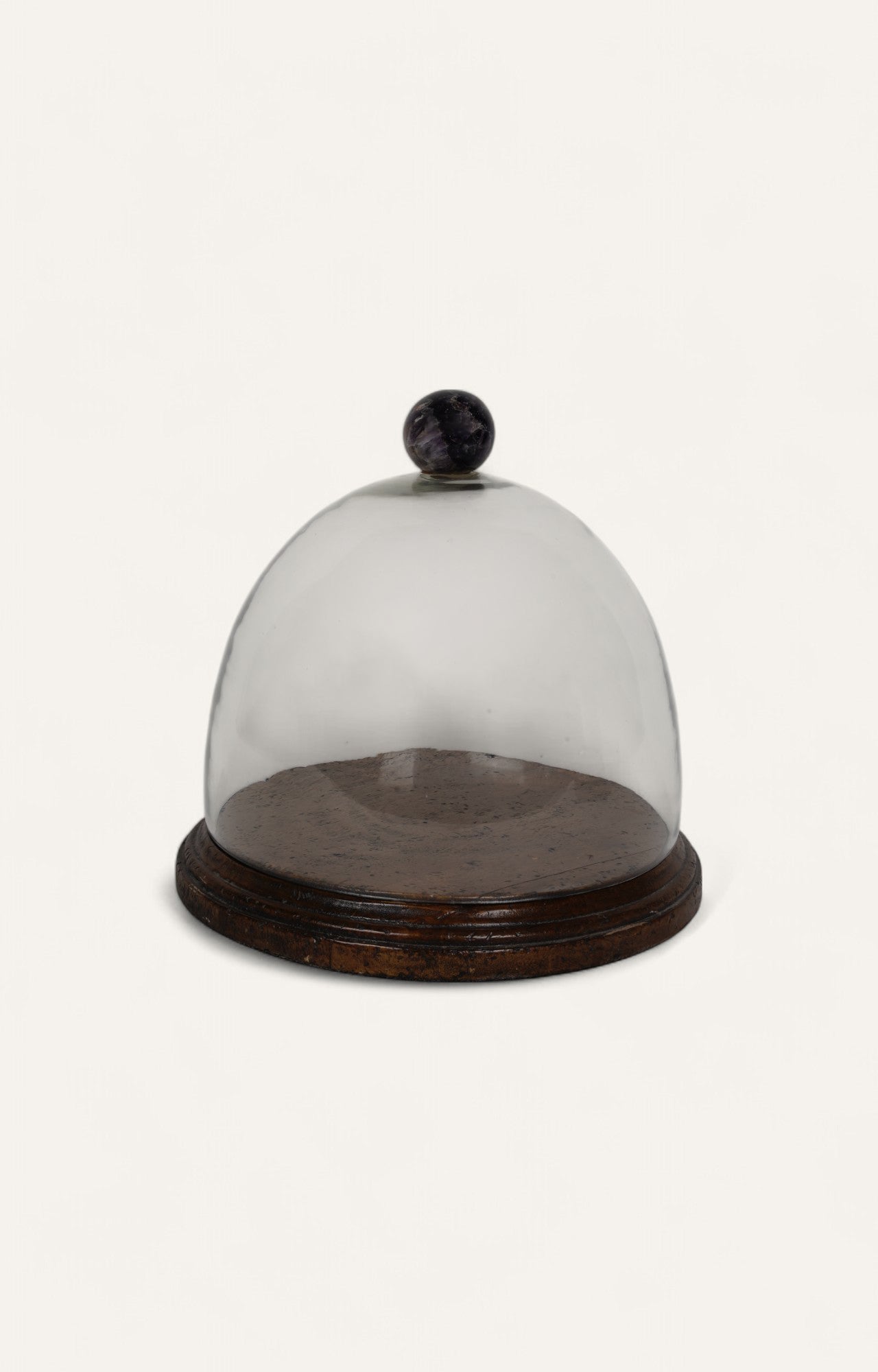 Handblown Glass Cake Cloche with Amethyst Finial