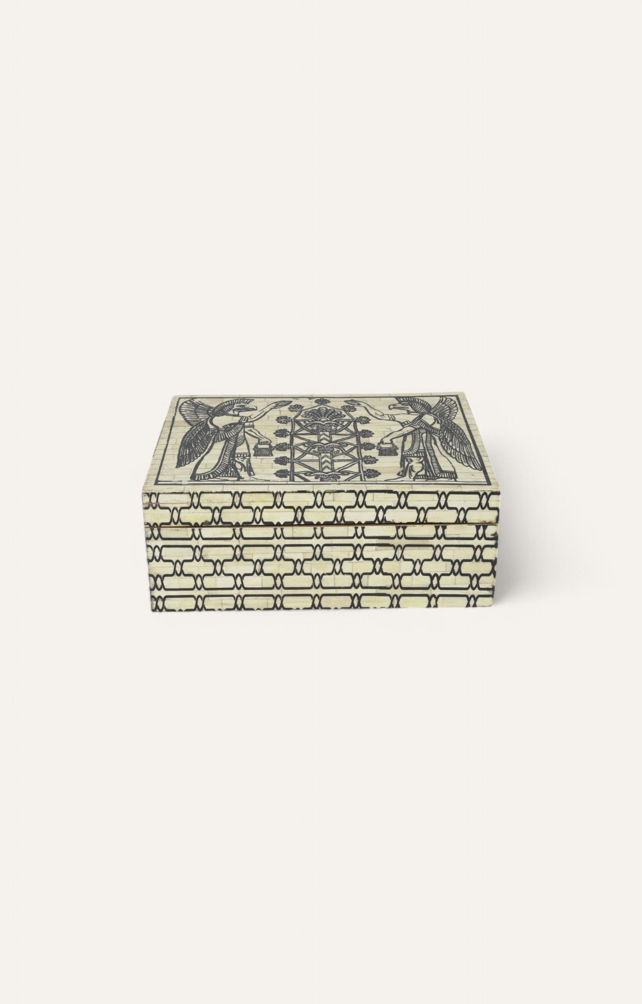 Egyptian Mango Wood and Bone Antique  Jewelry Box