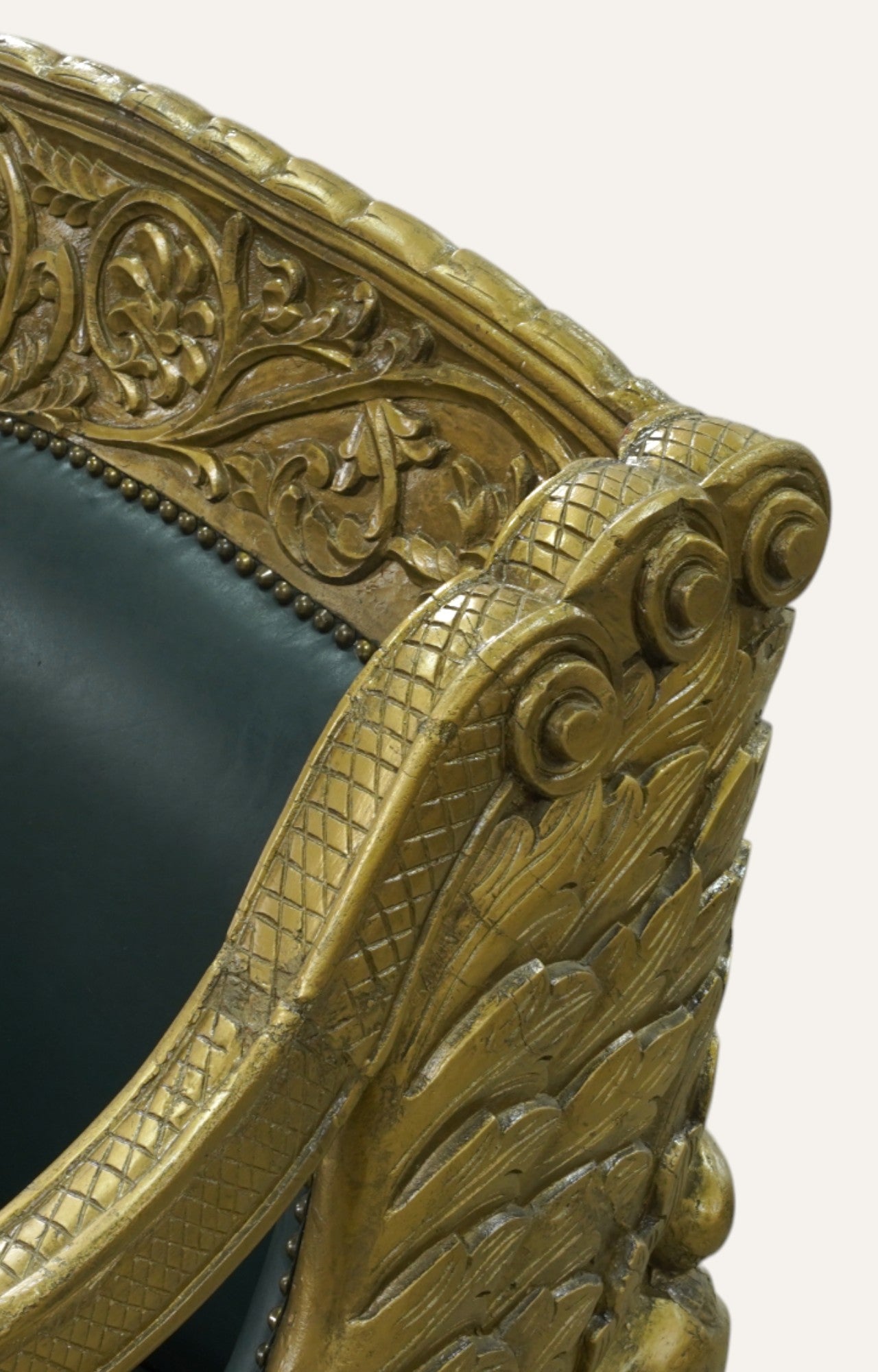 Lion Teak Wood Sofa In Leatherier