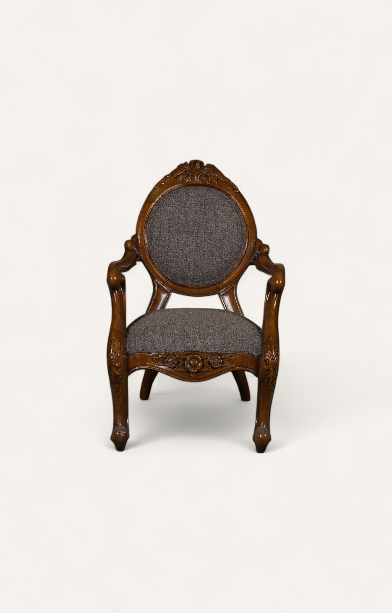 Rococo Revival Teak Armchair in Dark Oak