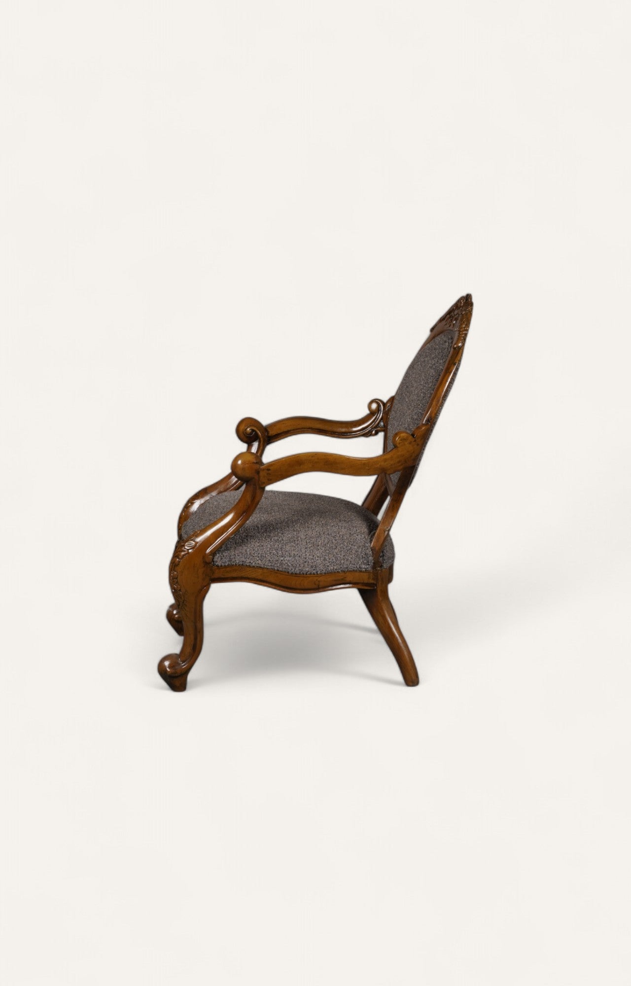 Rococo Revival Teak Armchair in Dark Oak