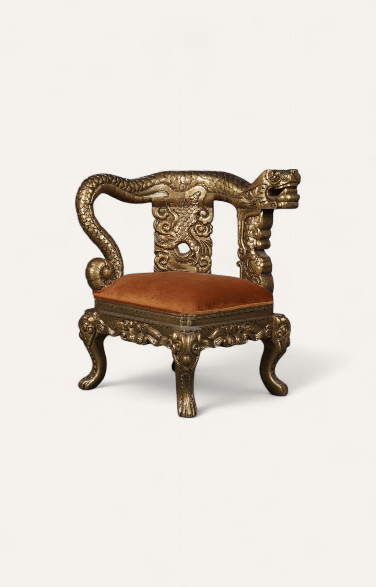 Hand-Carved Dragon Chair in Teak Wood