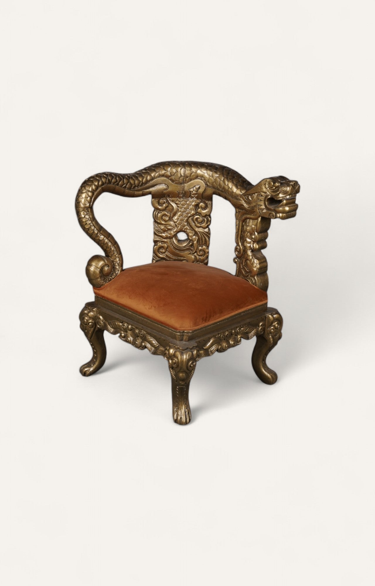 Hand-Carved Dragon Chair in Teak Wood