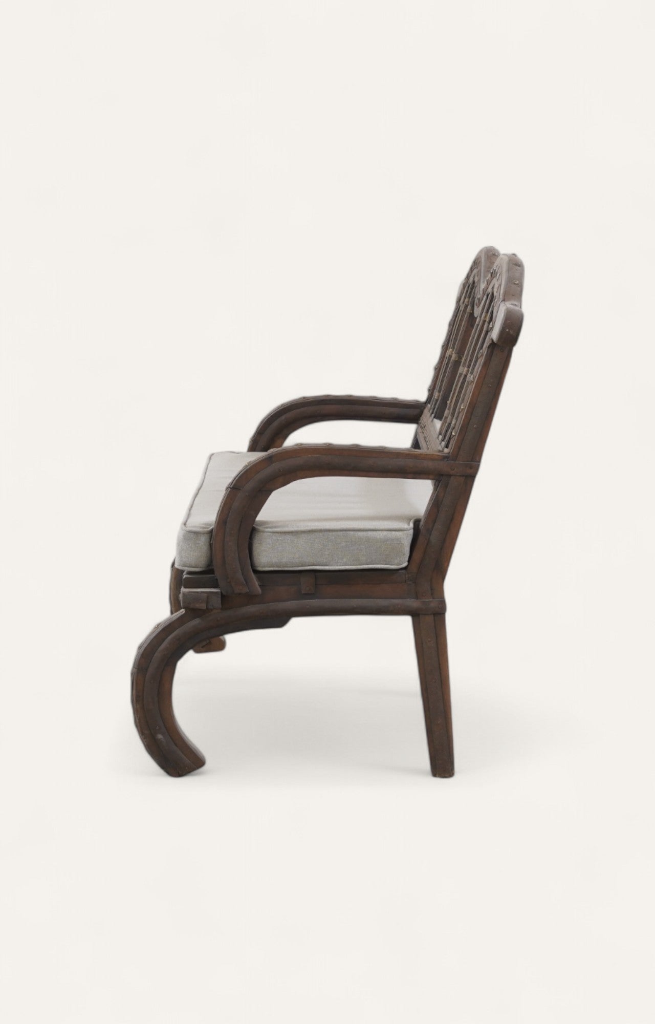 Arched Metal Accent Chair with Metal Detailing