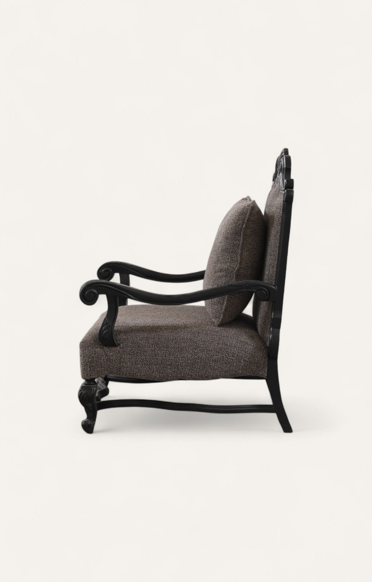 Linen Black Lounge Chair with Cushion