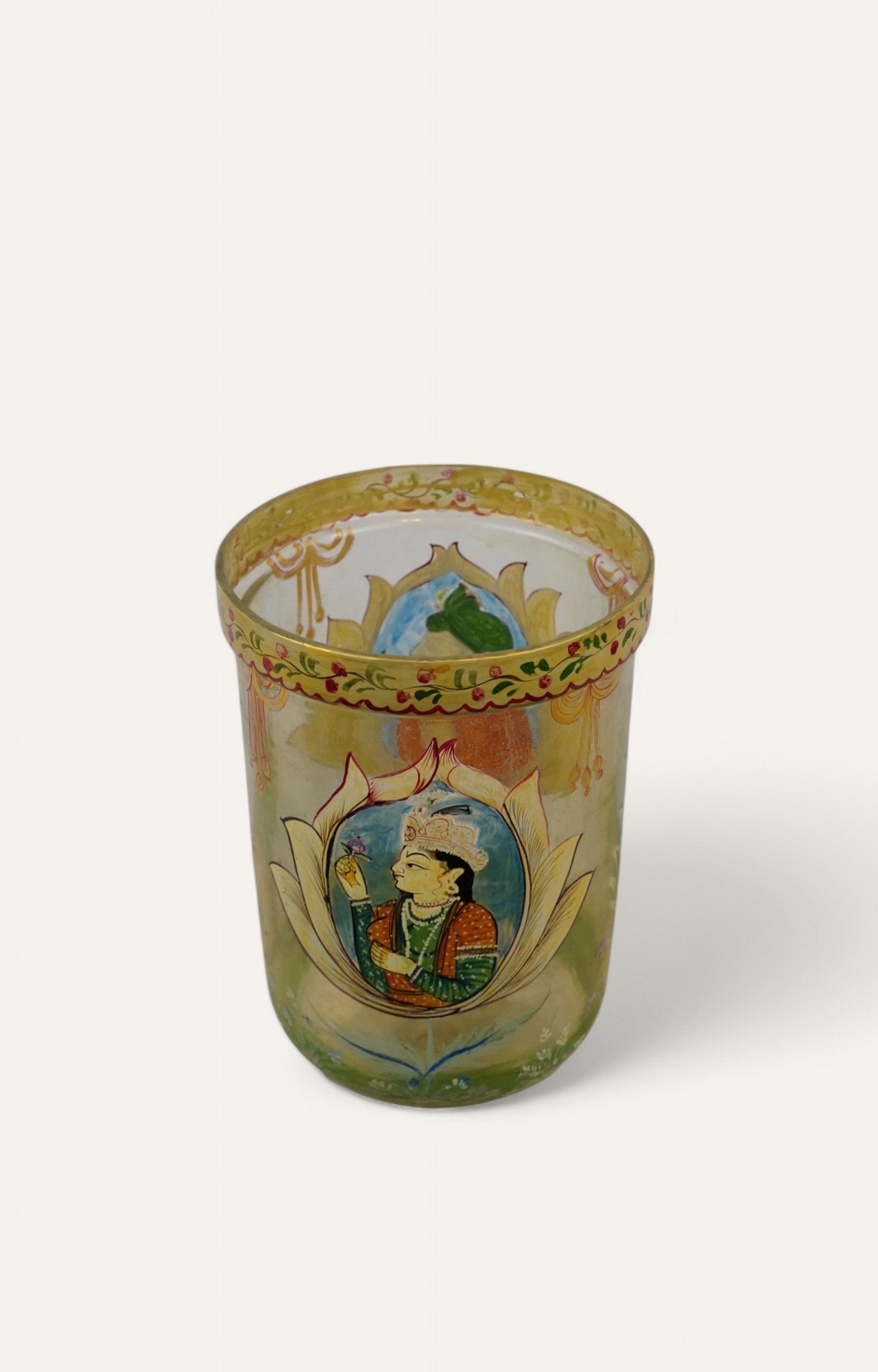 Hand-Painted Royal Mughal Emperor Glass Jar/ Candle holder