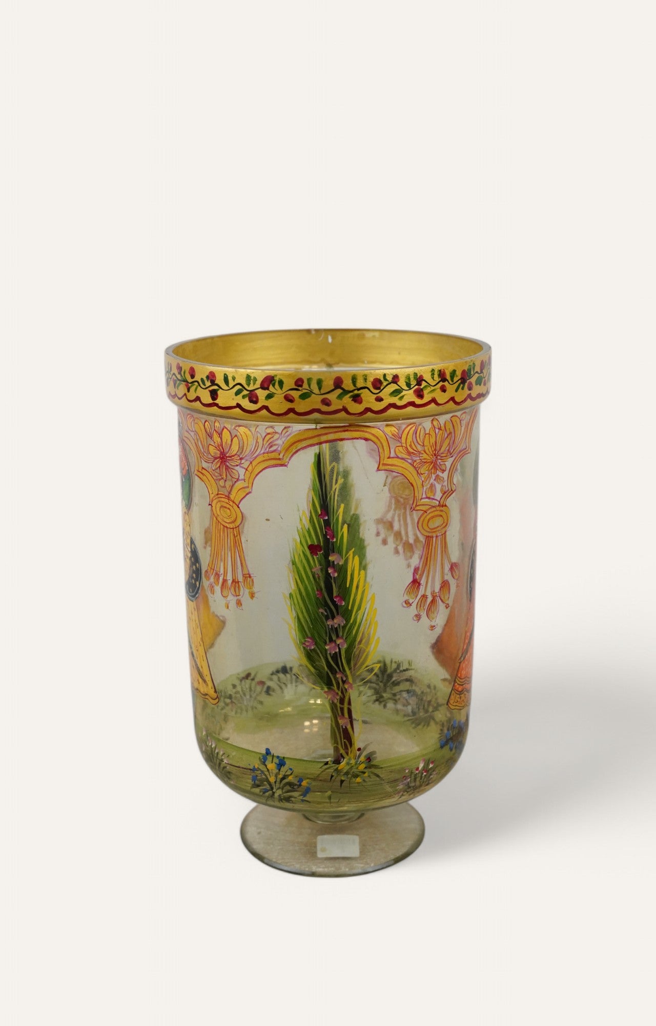 Hand-Painted Mughal Miniature Glass Vase