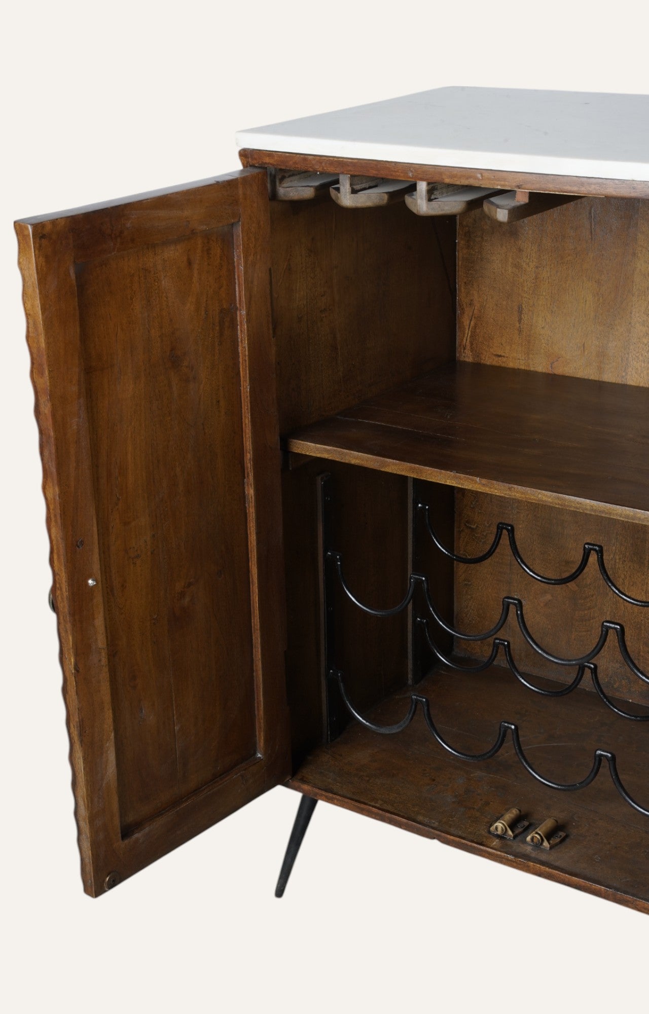 Walnut Wooden Cabinet with Marble Top