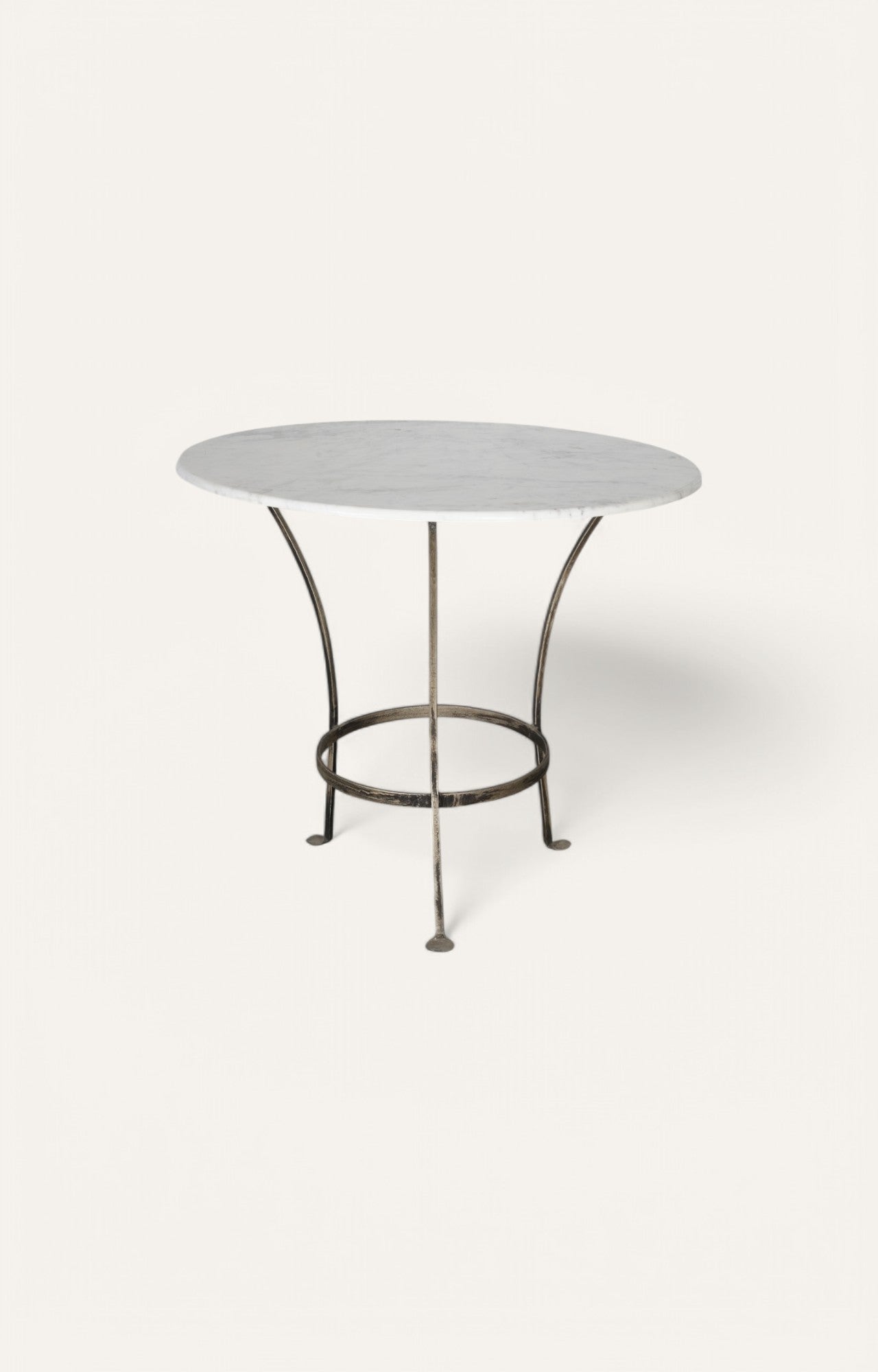 Round Metal Base Side Table with Stone Top