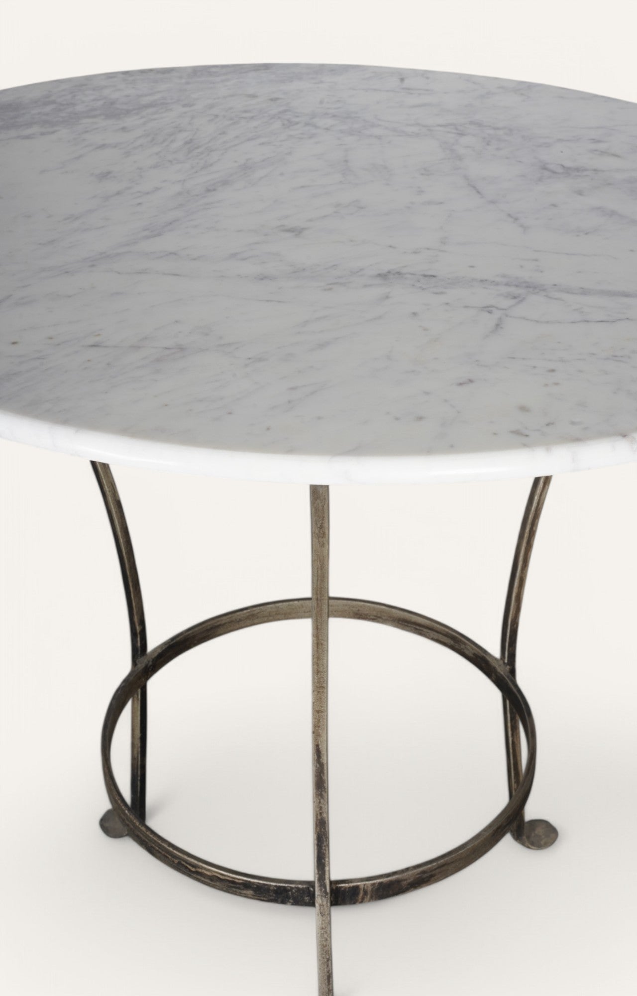 Round Metal Base Side Table with Stone Top