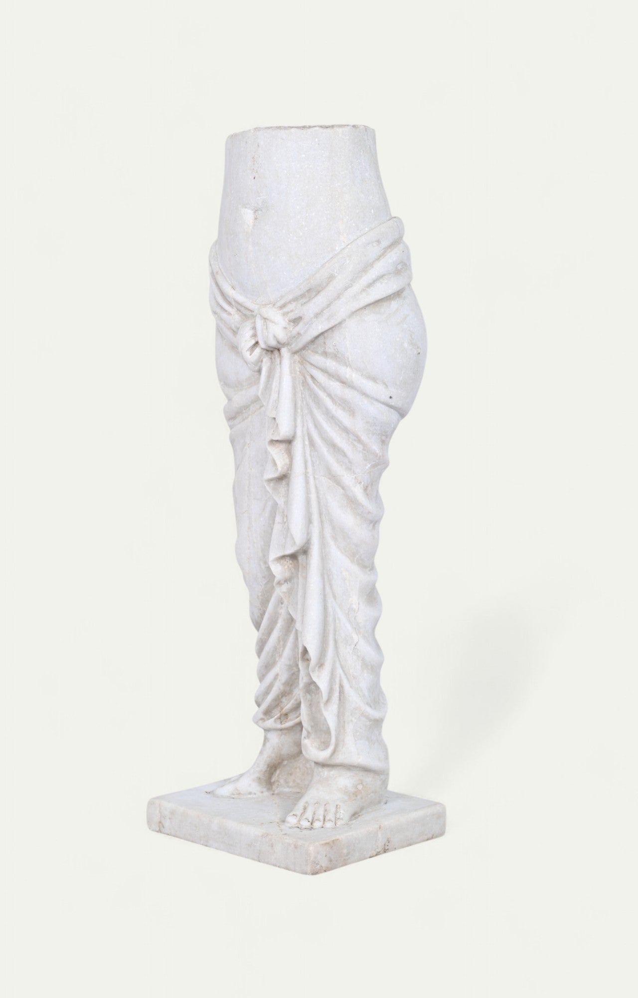 Classical Torso with Tied Drape in White Marble