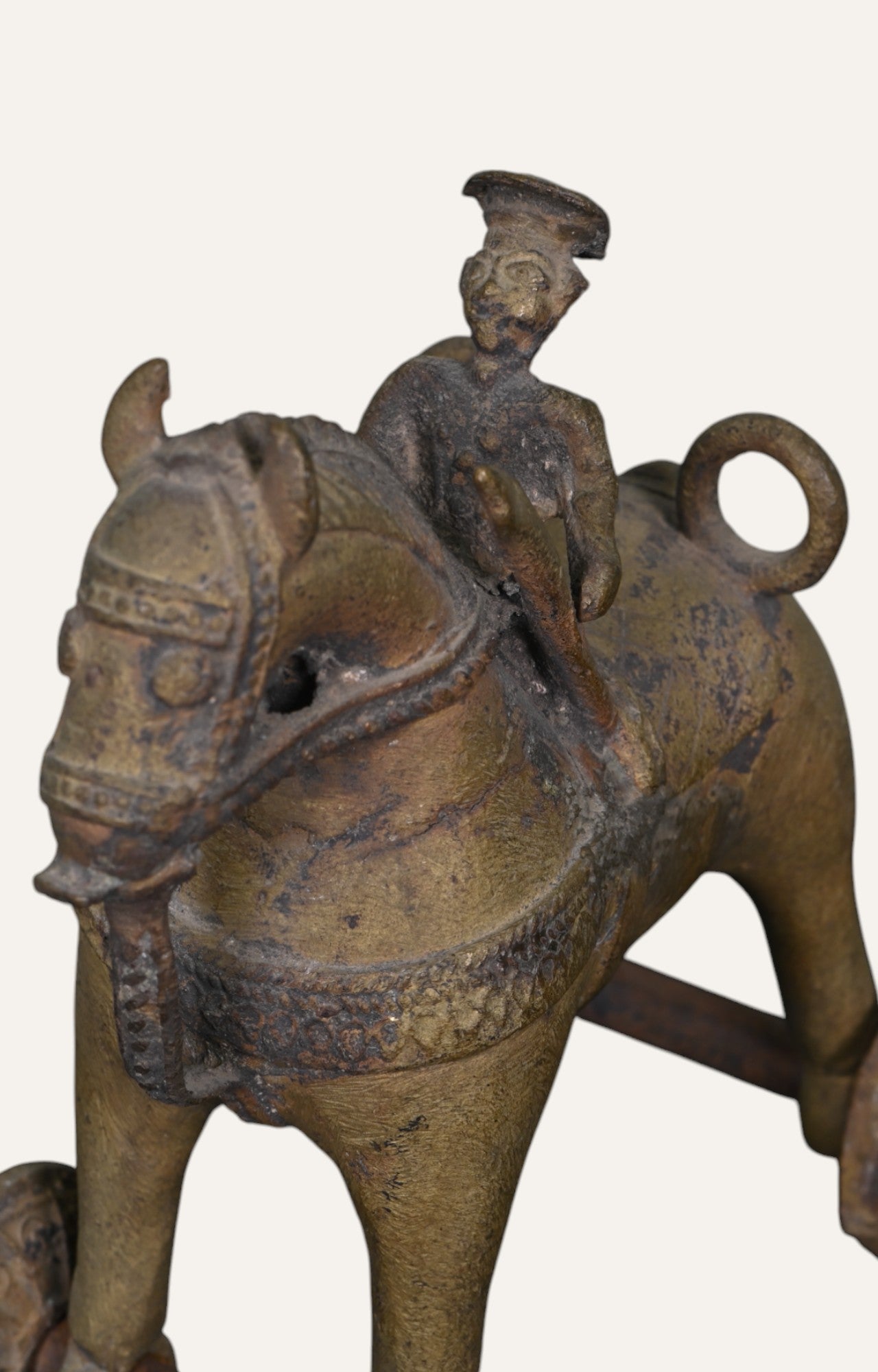 Horse with wheels Brass Vintage Figurine