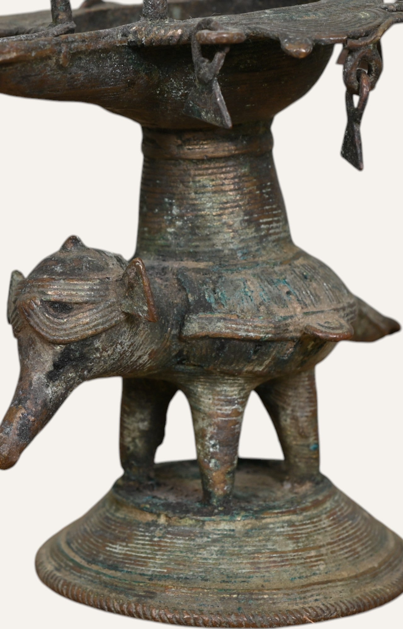 Vintage Brass Animal Oil Lamp