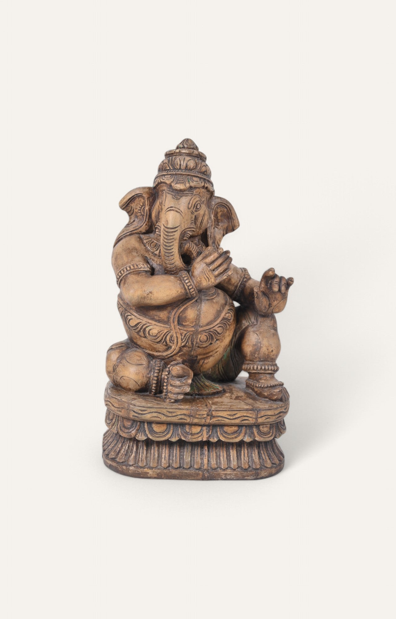 Hand-carved Ganesha Sculpture in Seated Posture