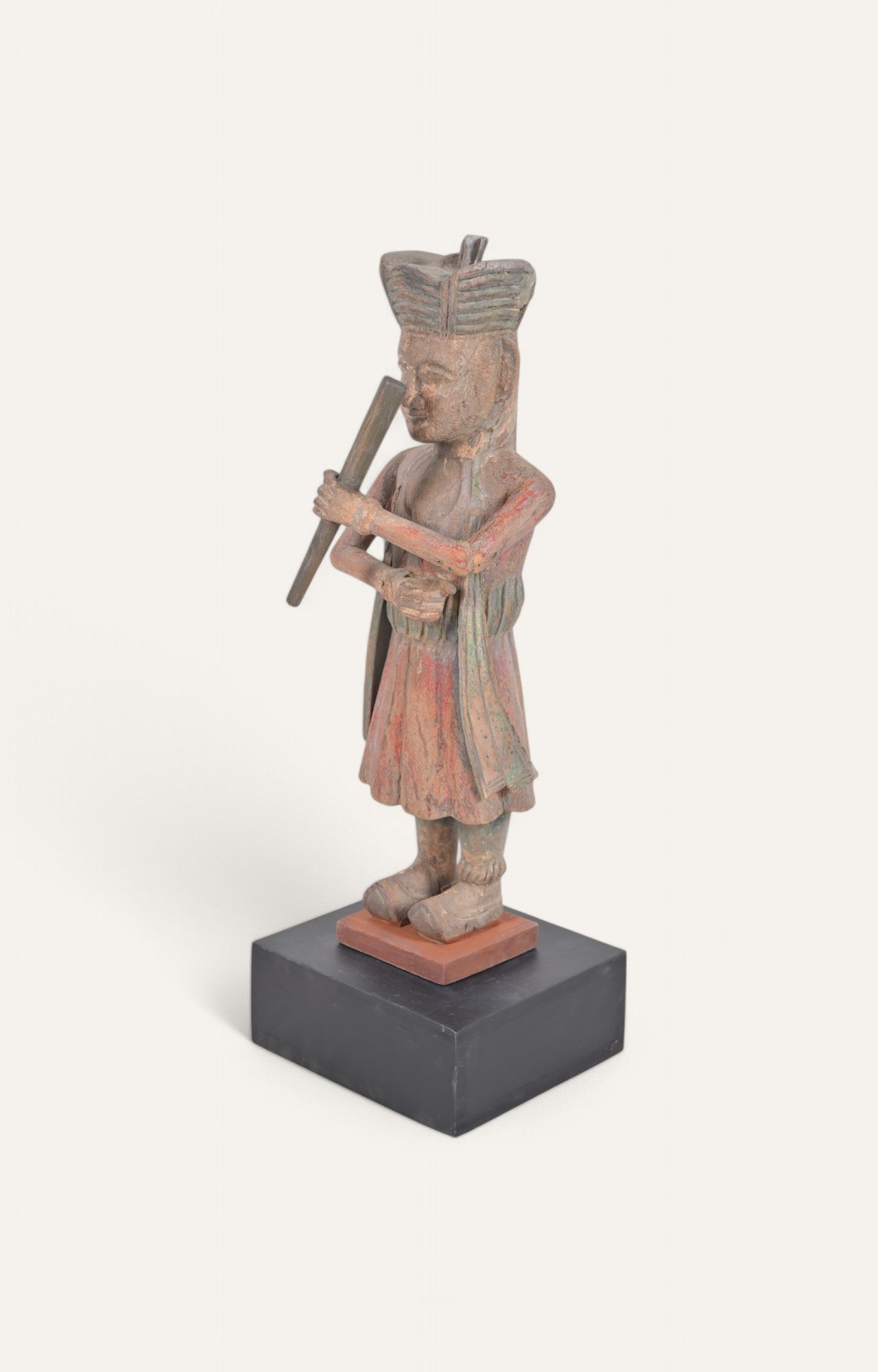 Vintage Teak Musician Figurine